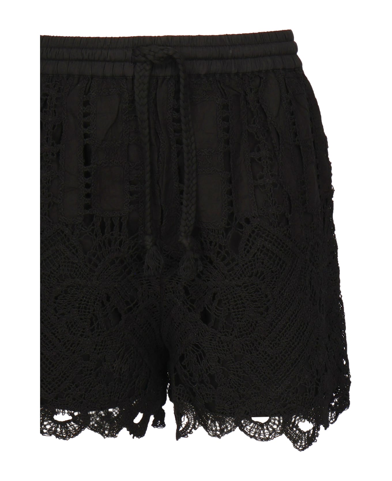 Pinko Macramé Openwork Shorts - Black