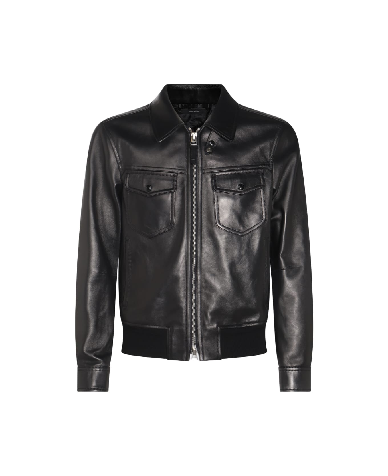 Tom Ford Black Leather Jacket - Black
