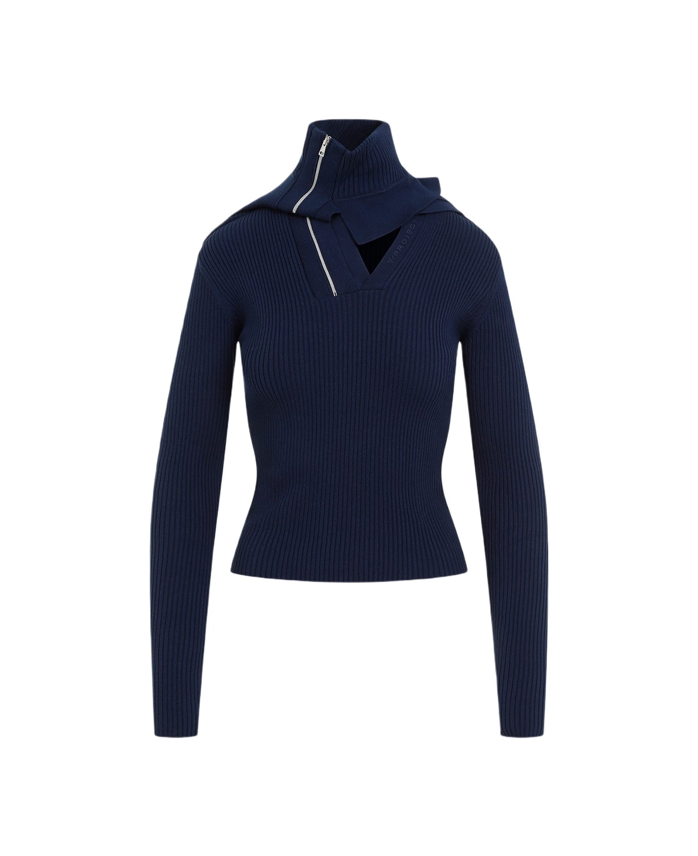 Y/Project Pinched Shoulder Fitted Pullover - Navy