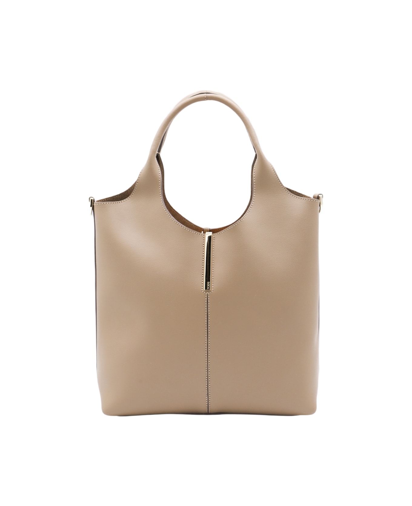 Tod
s Light Beige Leather Top Handle Bag - LENTICCHIA