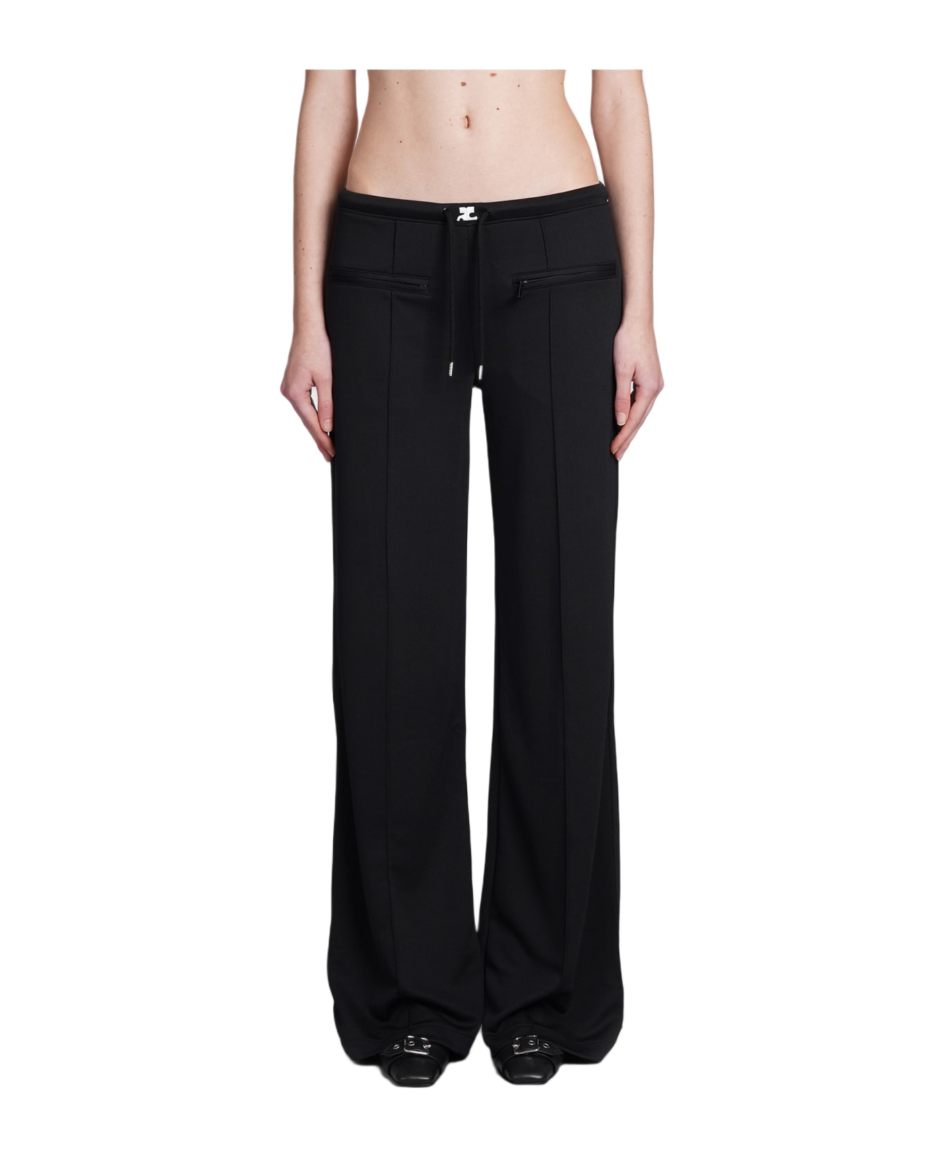 Courrèges Pants In Black Polyester - black ボトムス