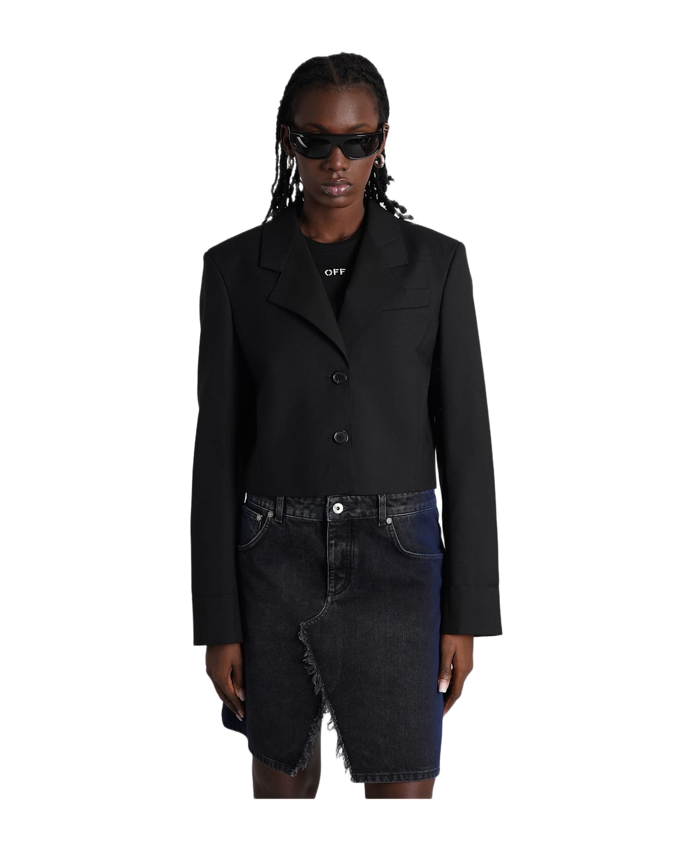 Off-White Blazer In Black Wool - black