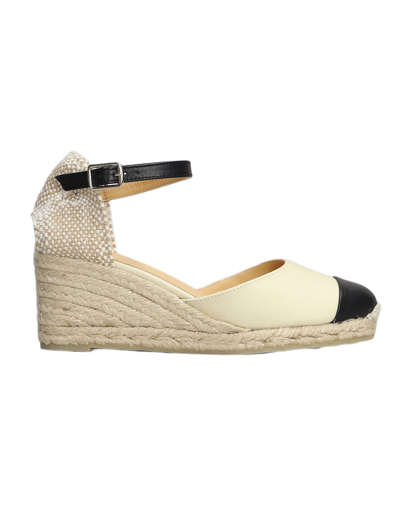 Castañer Coraline-6-264 Wedges In Beige Canvas - NEUTRALS/BLACK