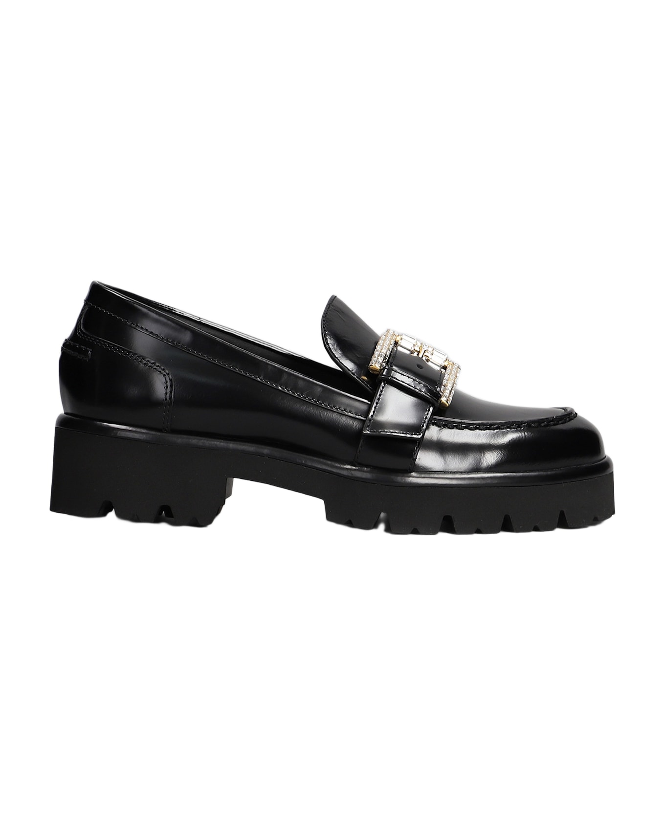 René Caovilla Morgana Loafers In Black Leather - black
