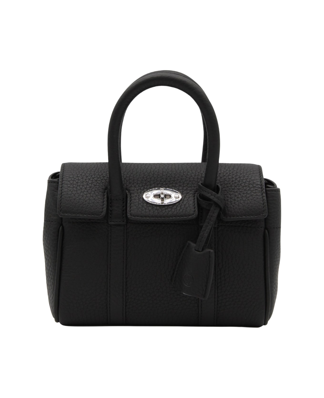 Mulberry Black Leather Mini Bayswater Heavy Top Handle Bag - Black