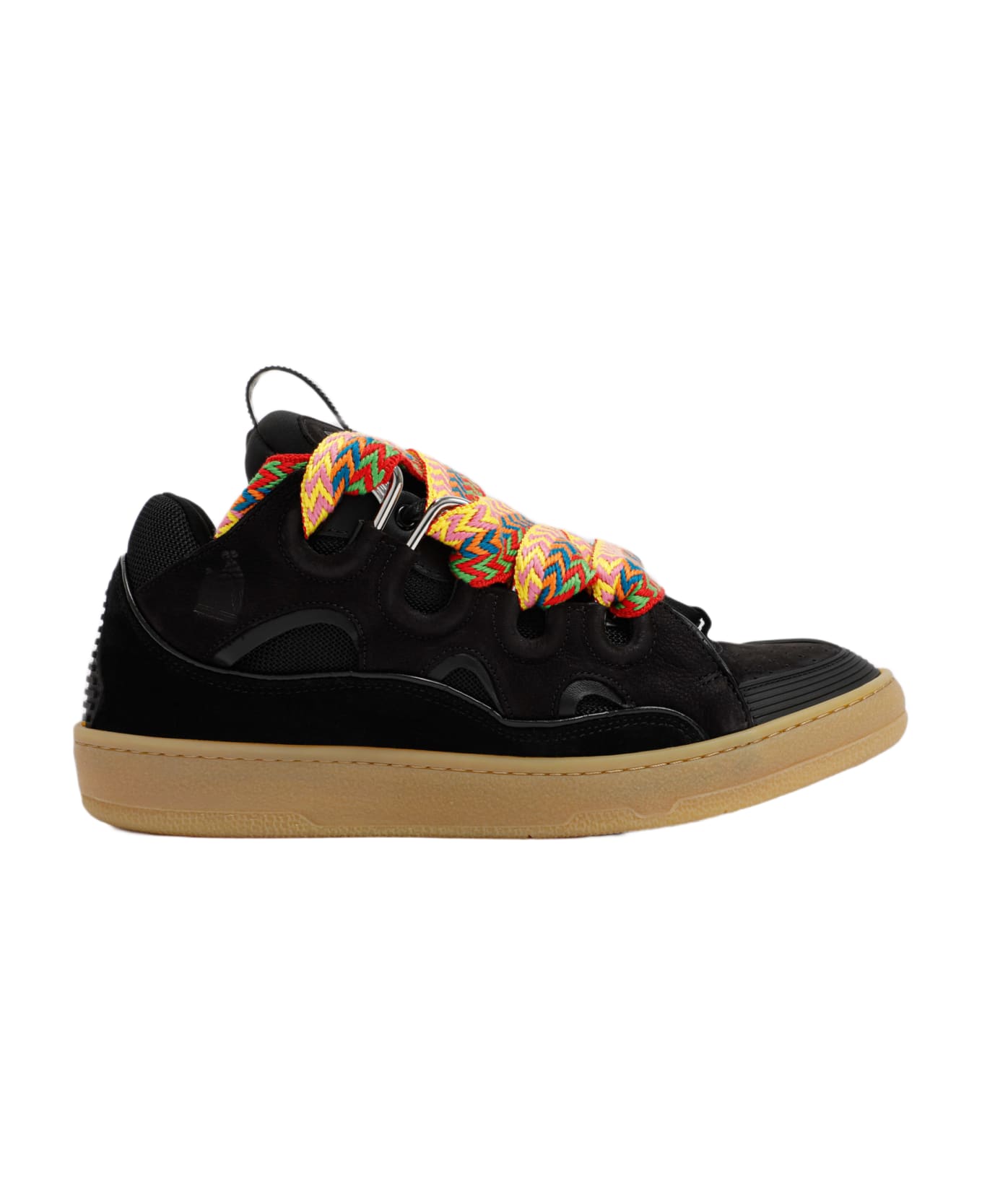 Lanvin Suede Leather Curb Sneakers - Black