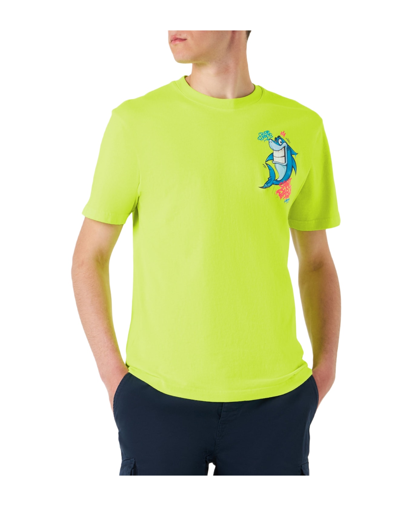 MC2 Saint Barth Man T-shirt With Shark Print | Crypto Puppets® Special Edition - YELLOW シャツ