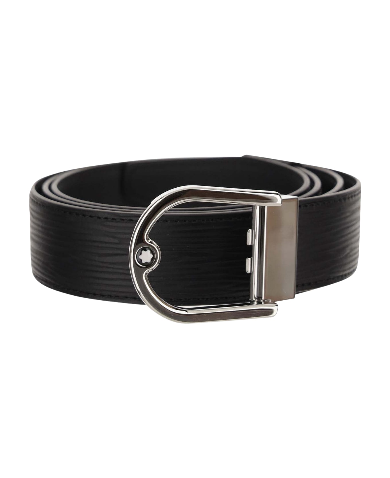 Montblanc 35 Mm Belt With Reversible Horseshoe Buckle - Black
