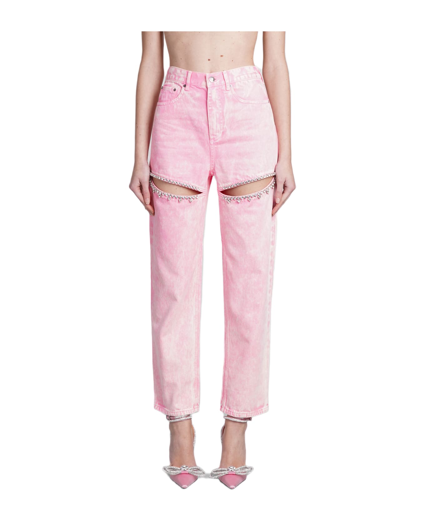 AREA Jeans In Rose-pink Cotton - rose-pink