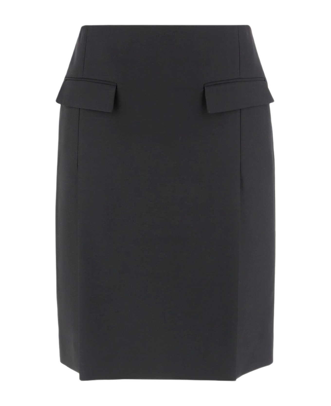 Ferragamo Viscose And Wool Skirt With Double Slit - Black