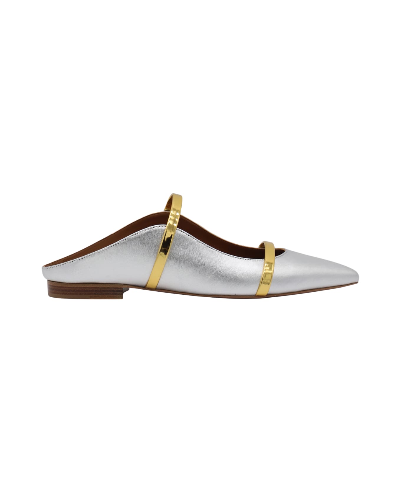 Malone Souliers Silver And Gold-tone Leathher Maureen Flat Shoes - Silver