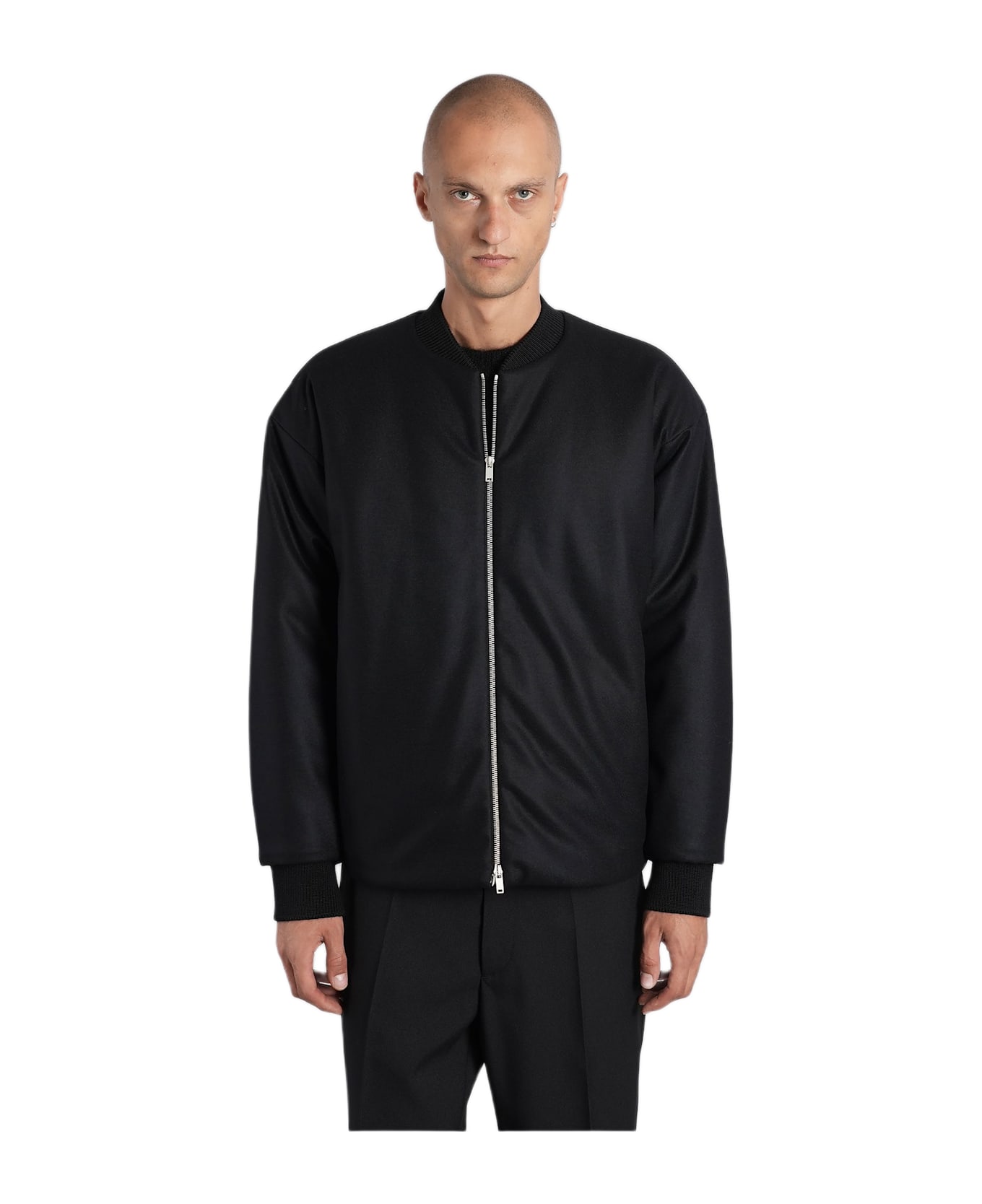 Jil Sander Bomber Jacket In Black Wool - black