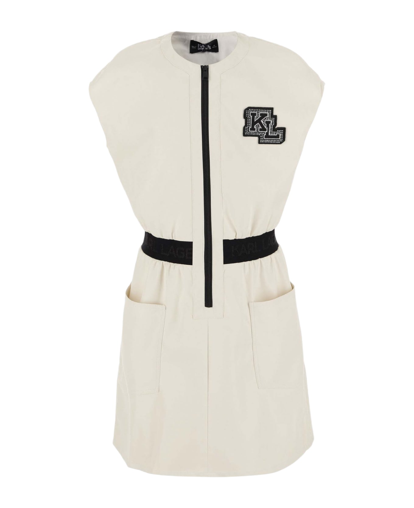 Karl Lagerfeld Viscose Dress With Logo - Beige
