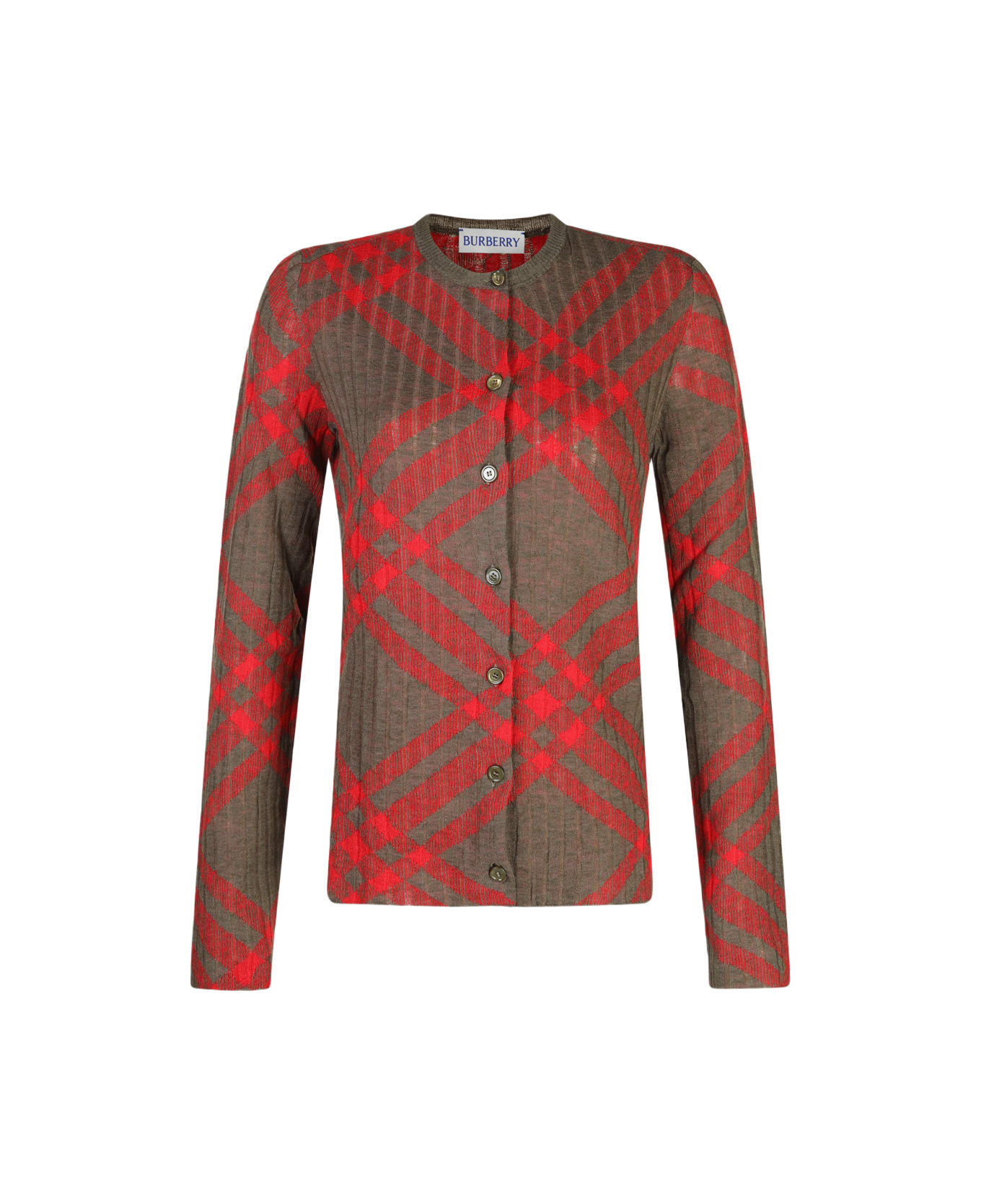 Burberry Brown And Red Knitwear - Red
