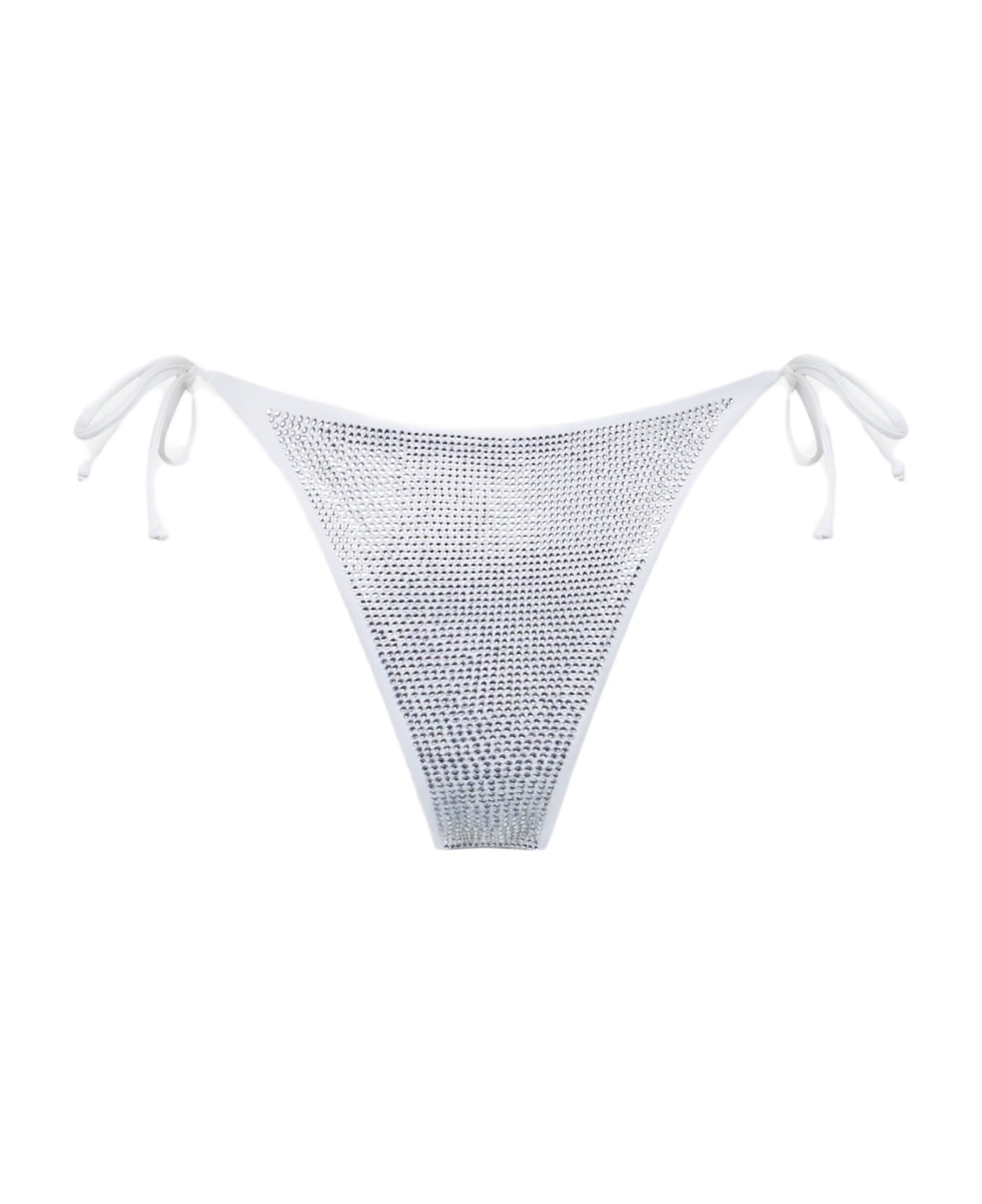 MC2 Saint Barth Woman Swim Briefs With Silver Rhinestones - WHITE