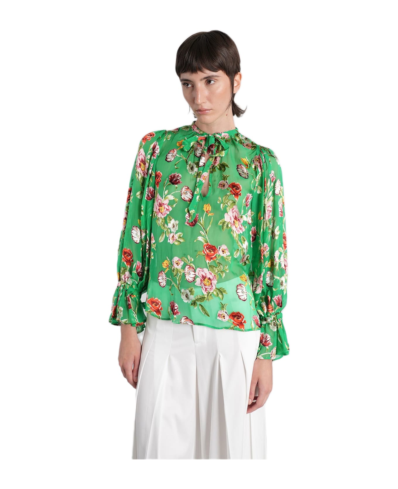 Alice + Olivia Moranne Blouse In Green Polyester - green