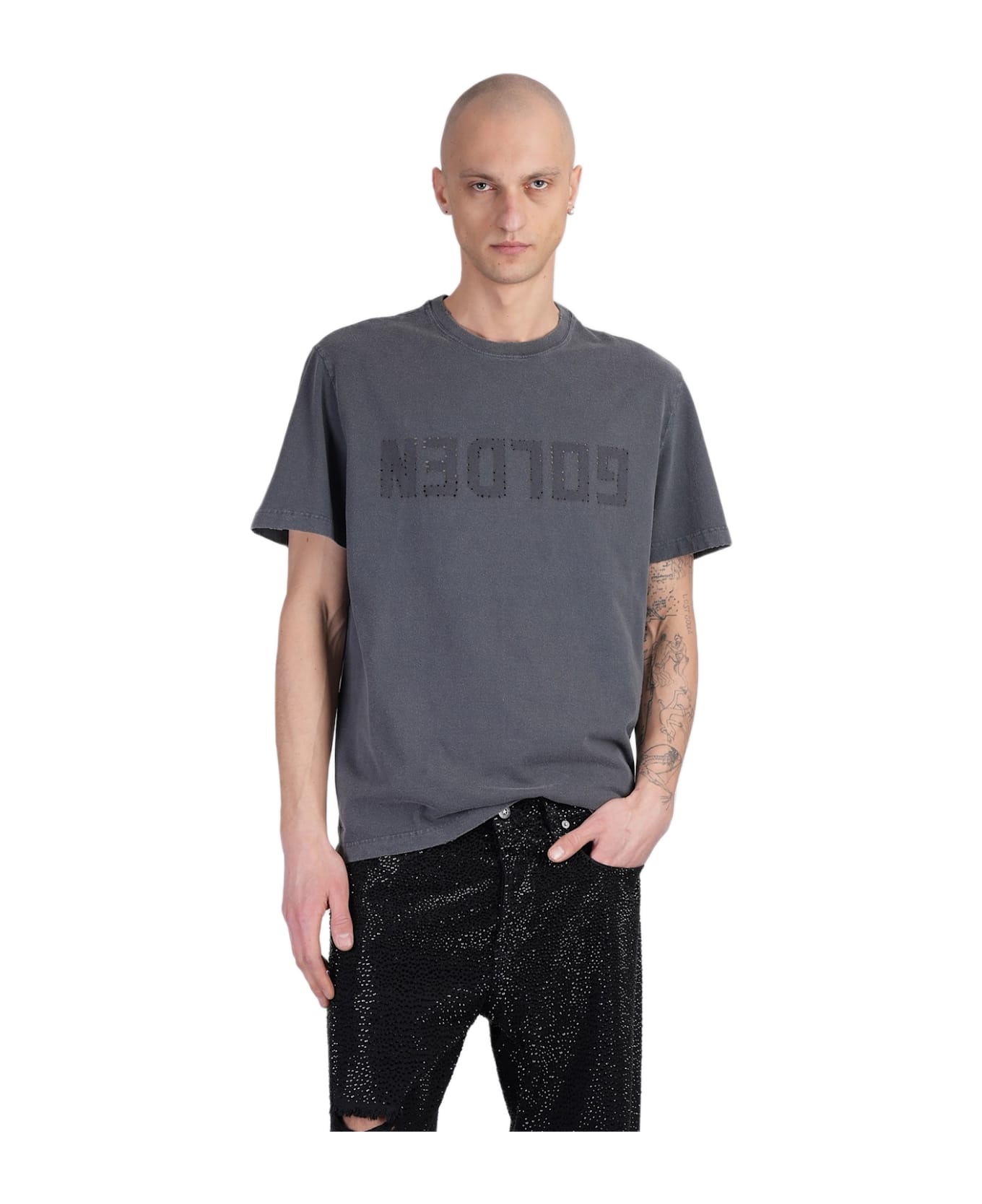 Golden Goose T-shirt In Grey Cotton - grey