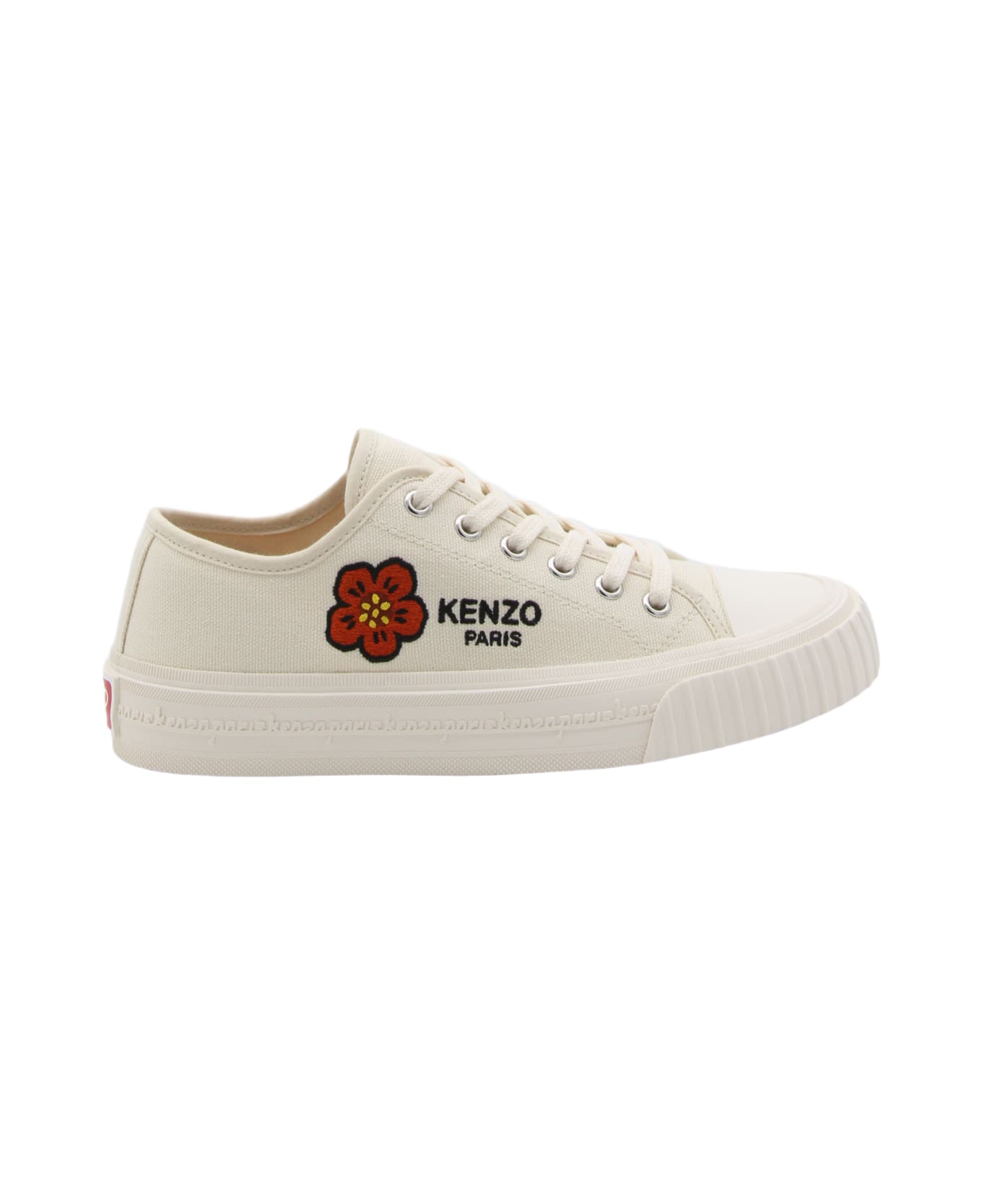 Kenzo Cream Cotton Sneakers - White