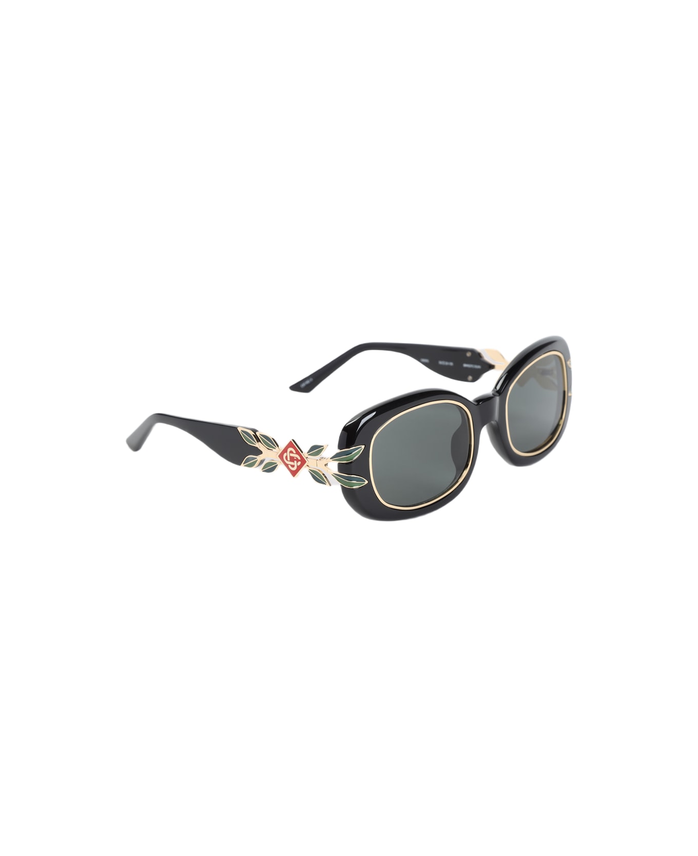 Casablanca Oval Sunglasses - Black Gold Laurel Grey