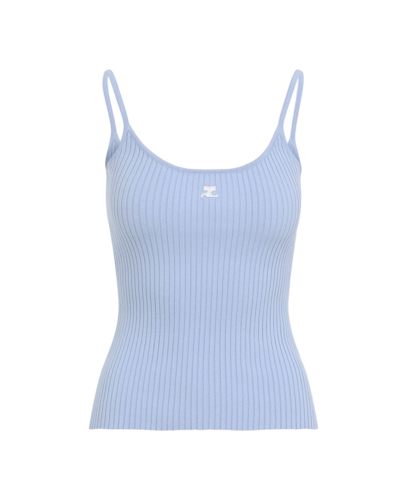 Courrèges Rib Knit Tank Top - Pastel Blue