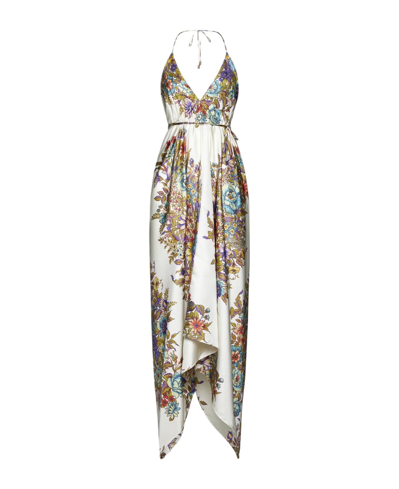 Etro Floral Print Silk Long Dress - Stampa f.do bianco ワンピース＆ドレス