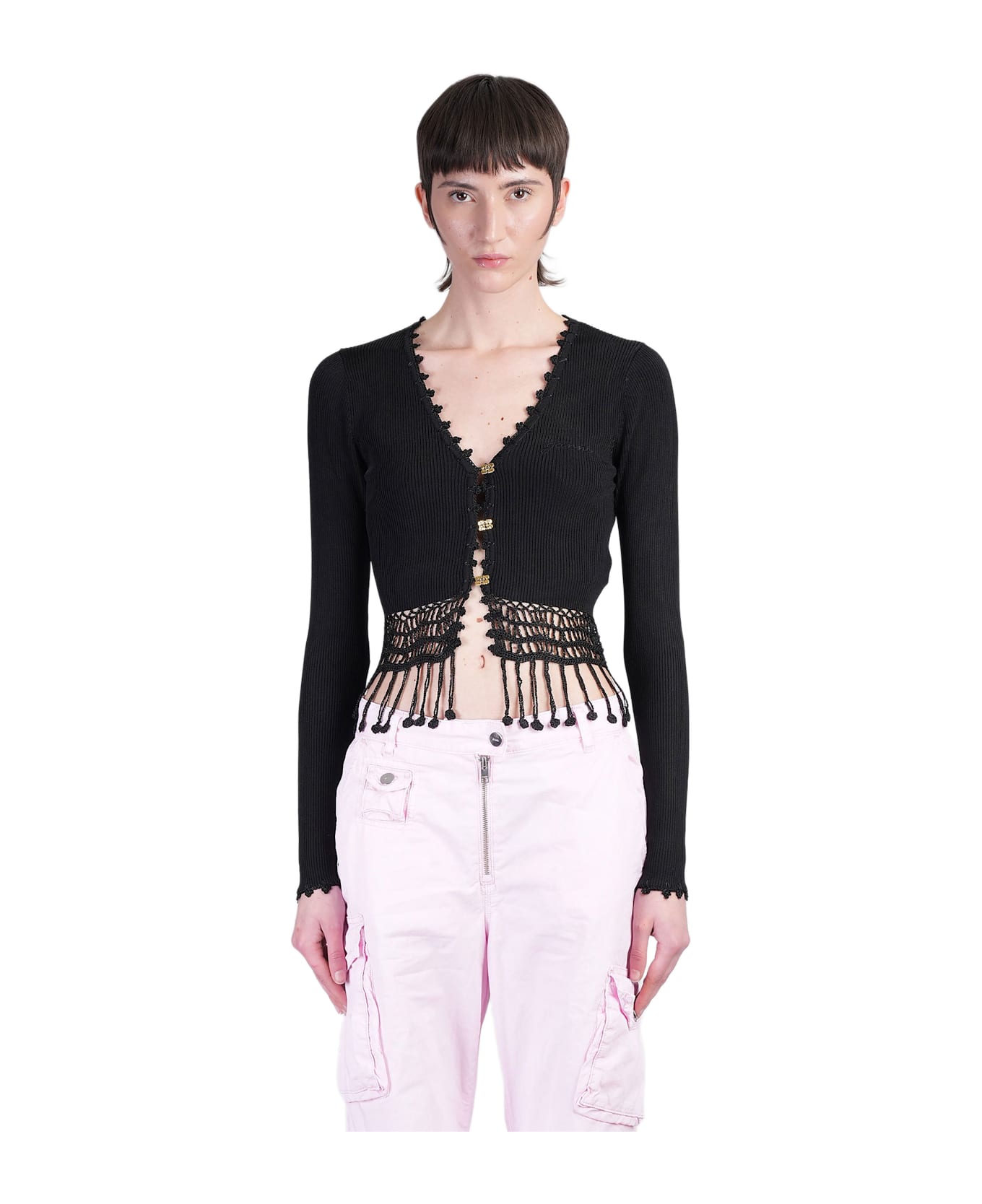 Ganni Cardigan In Black Viscose - black