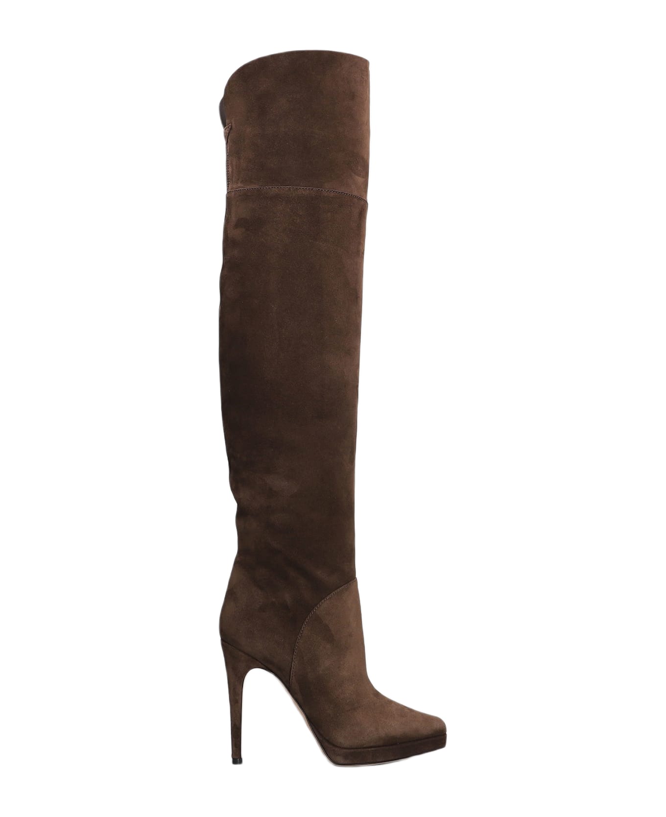 Casadei Michelle High Heels Boots In Brown Suede - brown