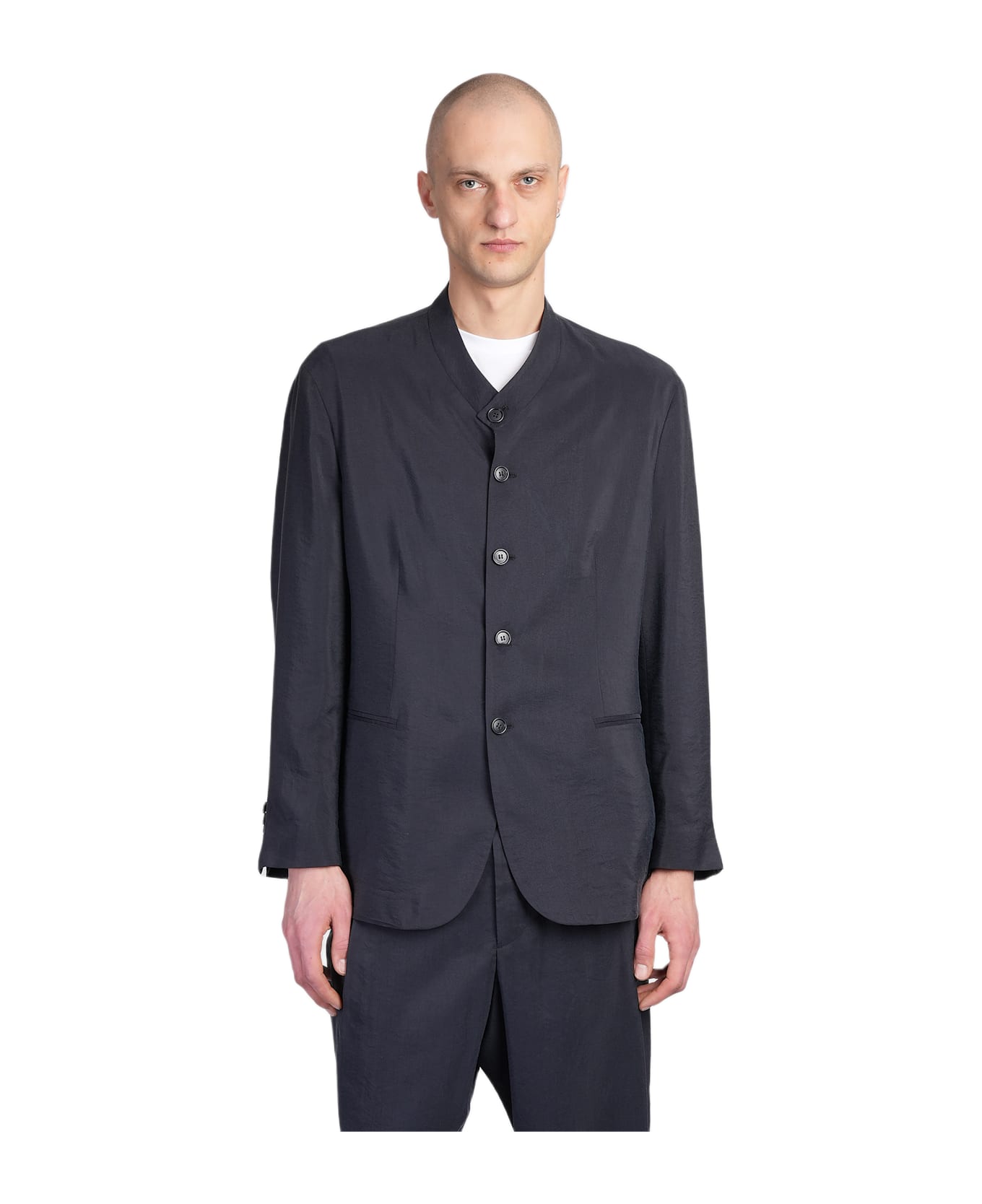 Giorgio Armani Blazer In Blue Silk - blue