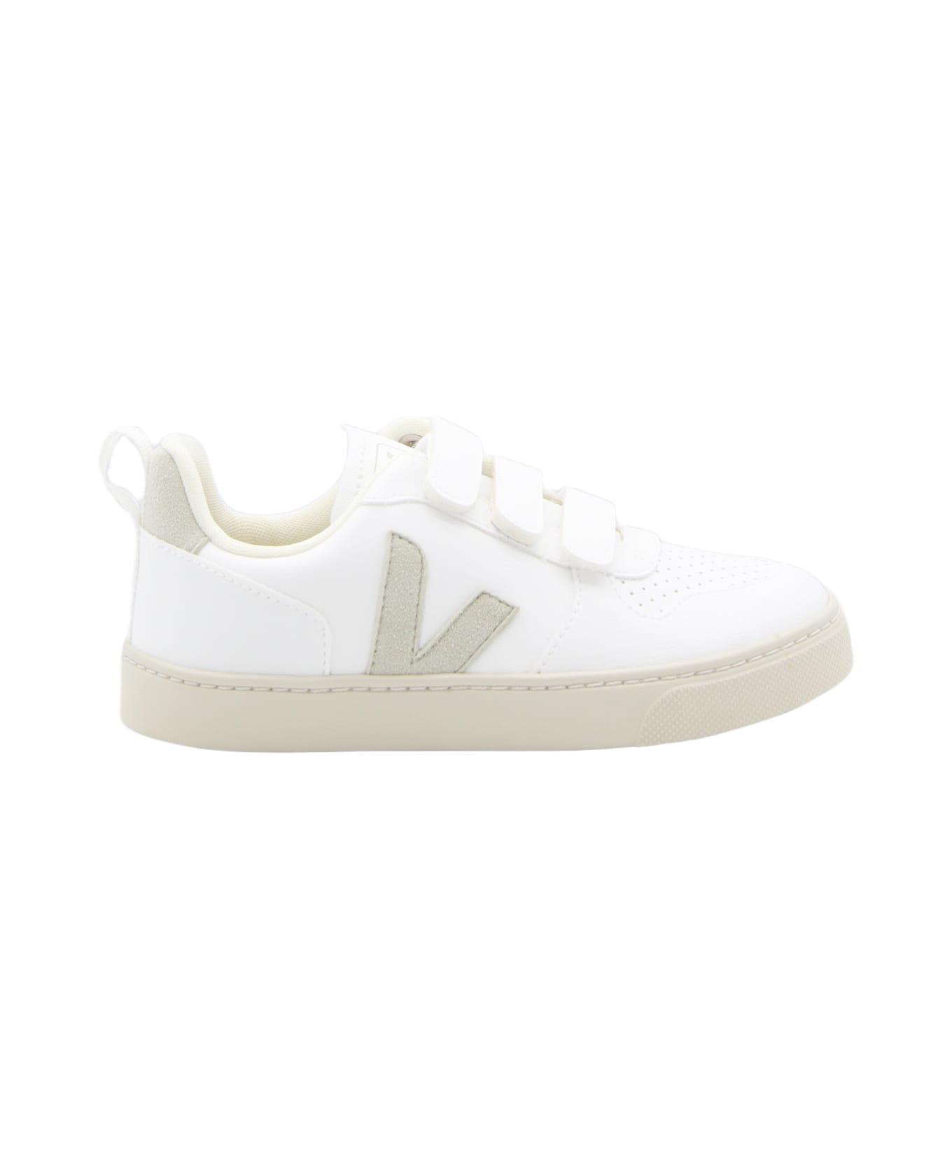 Veja White And Natural Leather V-10 Sneakers - WHITE/NATURAL