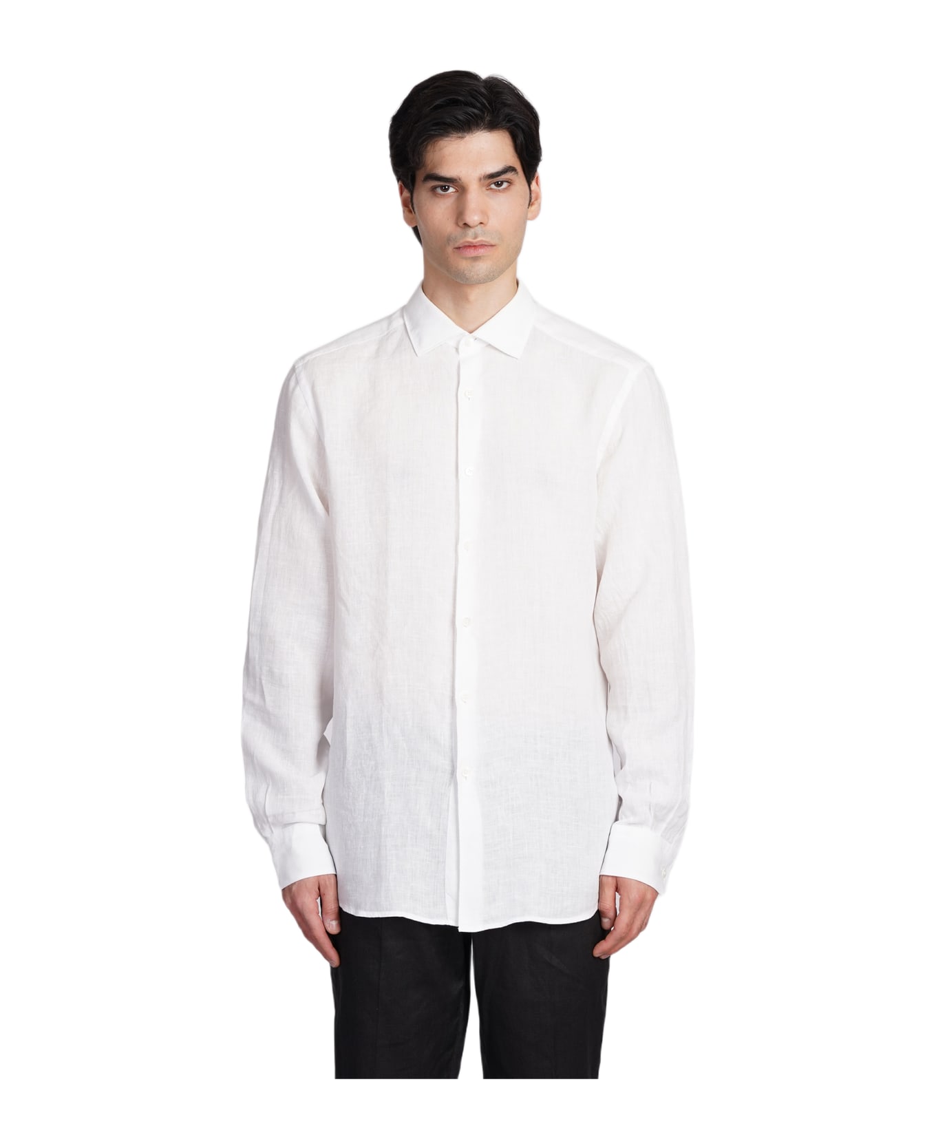 Zegna Shirt In White Linen - white