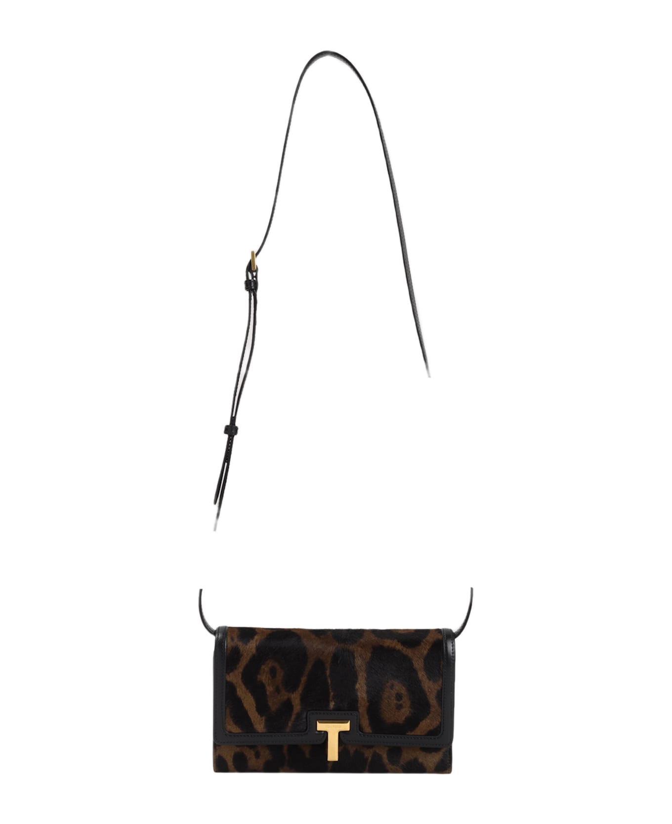 Tom Ford Leopard Wallet On Strap - Brown Olive Black