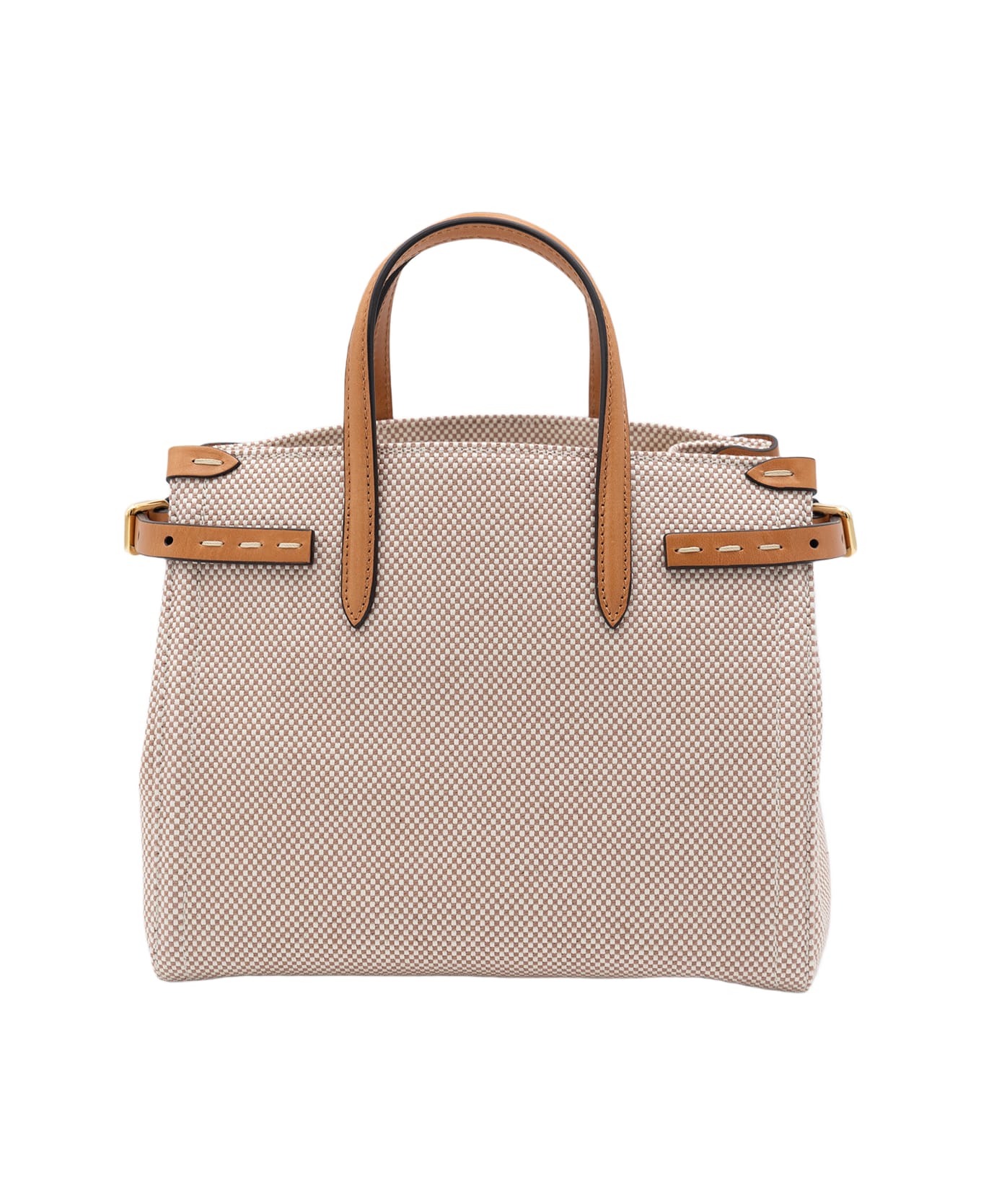 Valentino Garavani Natural Cotton Antibes Mini Totes - Leather Brown