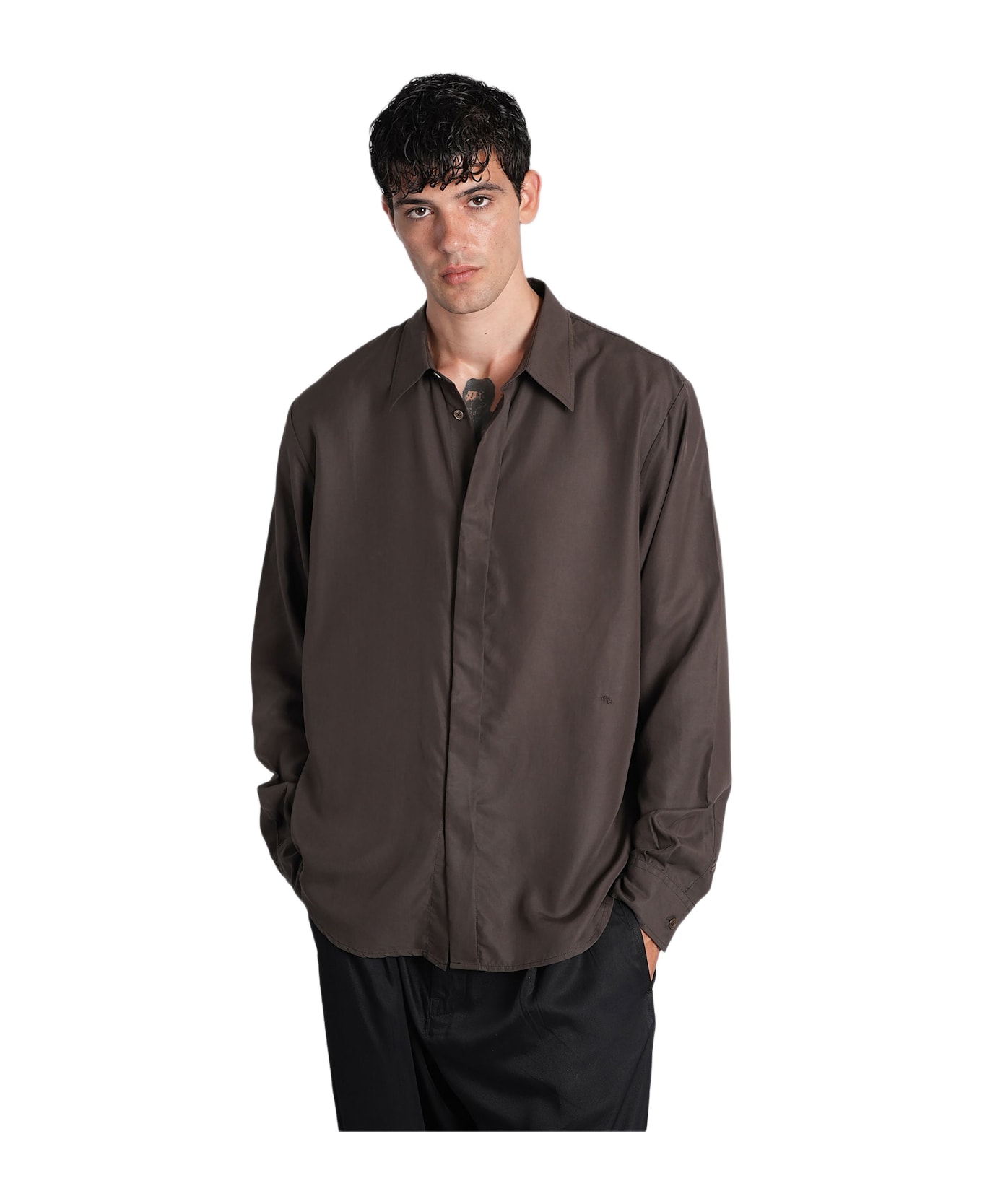 Our Legacy Shirt In Brown Wool And Polyester - brown