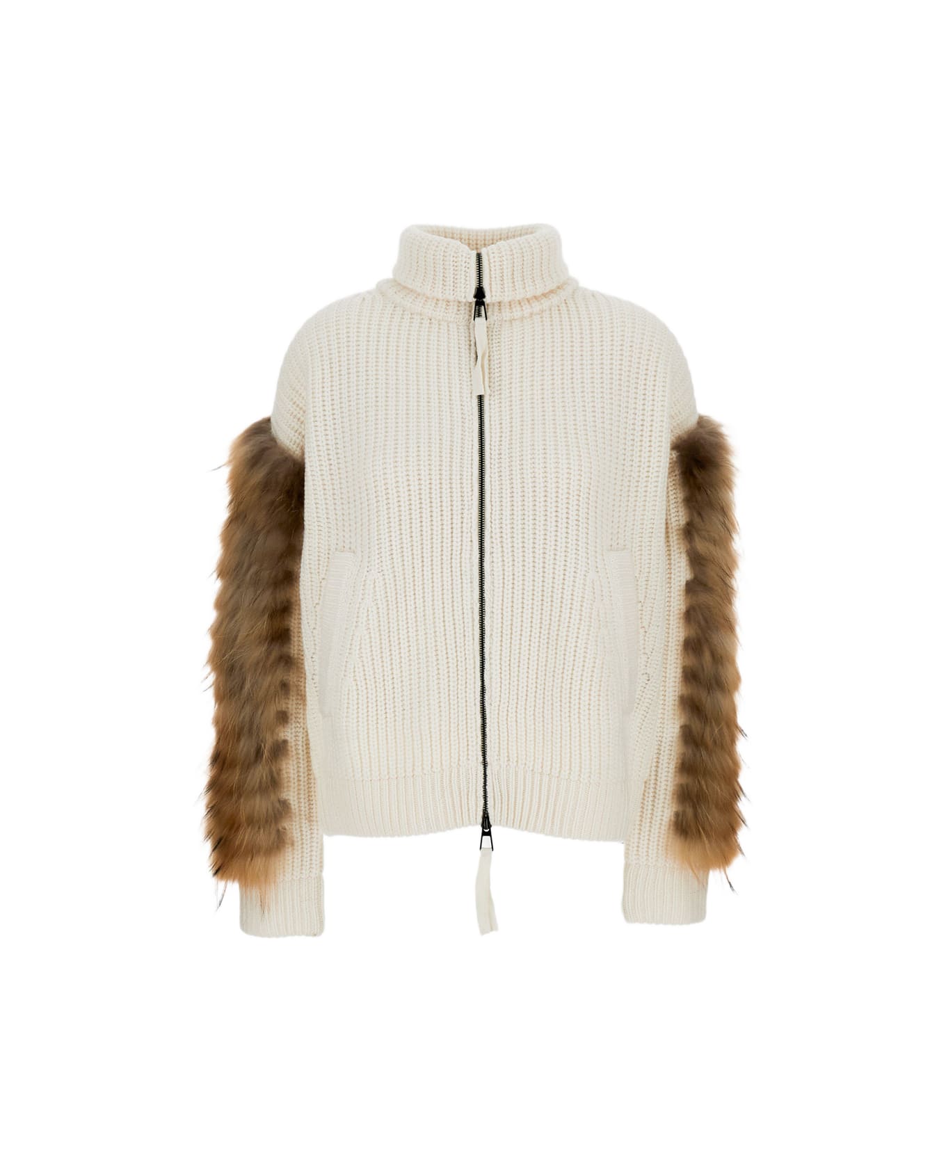 Parosh Jacket - Striped Knitwear - White
