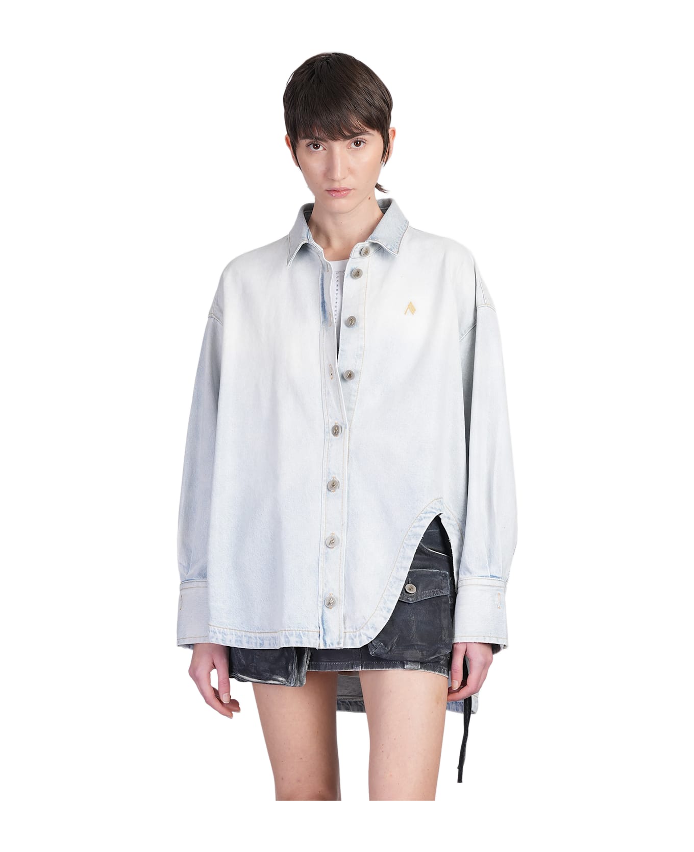 The Attico Denim Jackets In Cyan Cotton - cyan