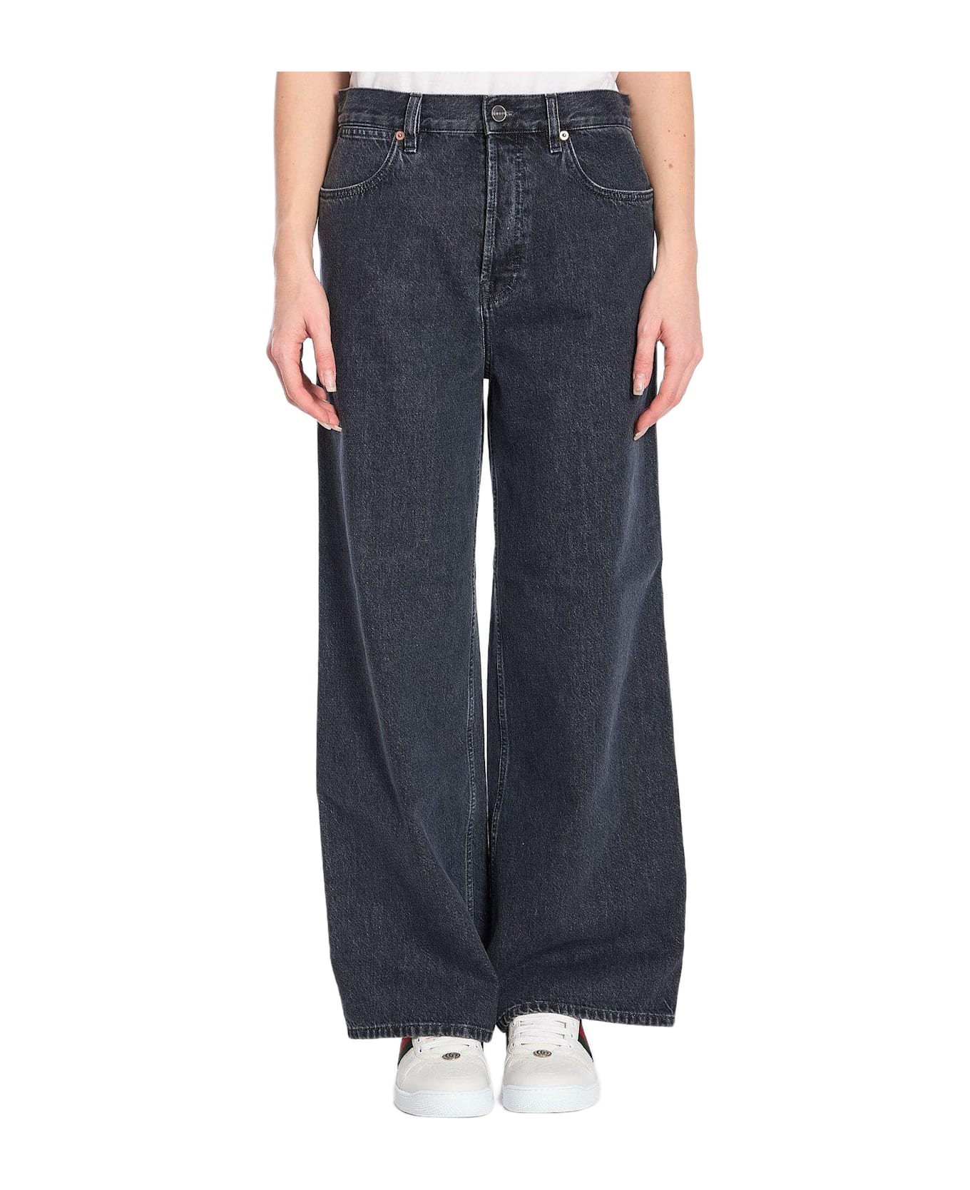 Gucci Wide Leg Denim Pants - Black