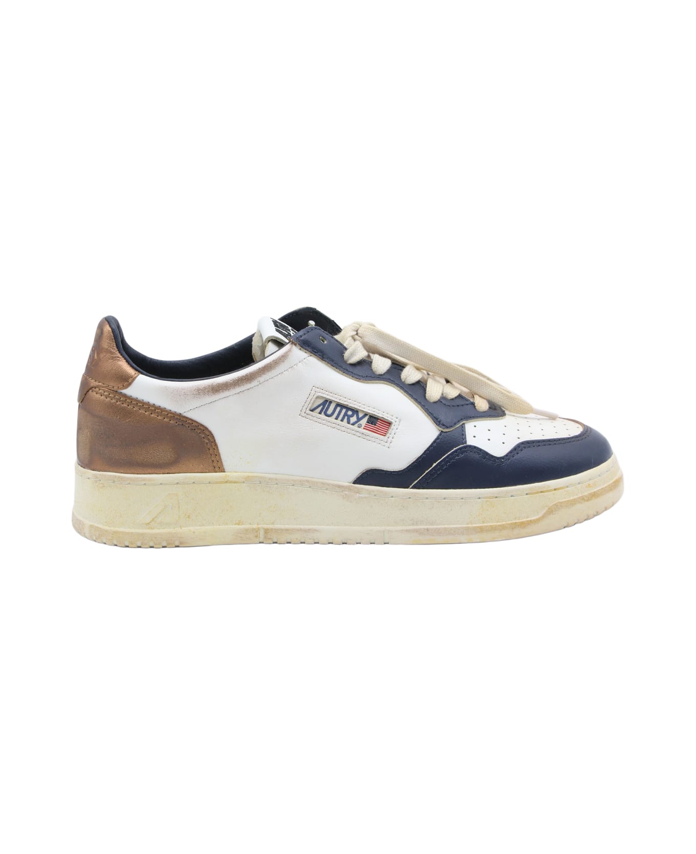 Autry White And Blue Leather Medalist Sneakers - WHT/SPA/COPP