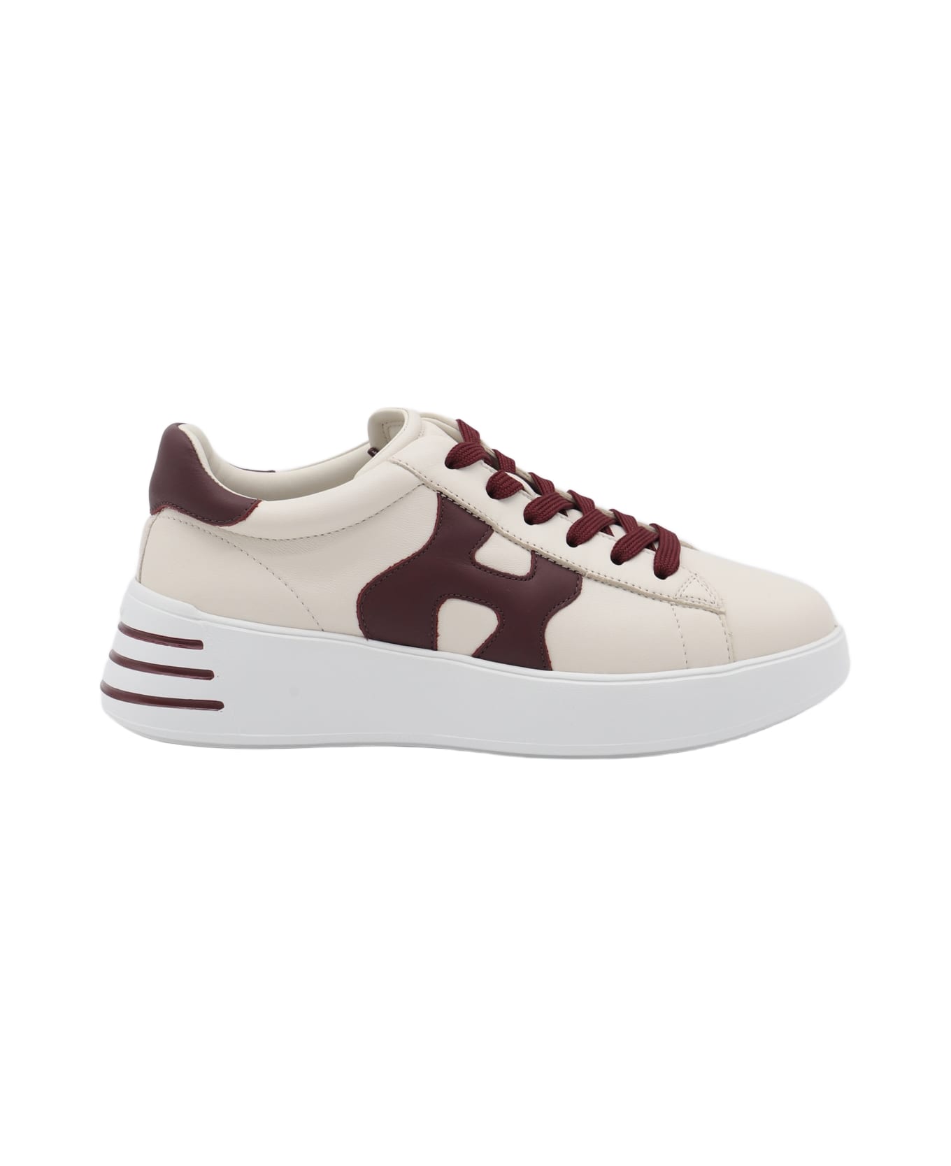Hogan Beige And Bordeaux Leather Sneakers - MULTICOLOUR