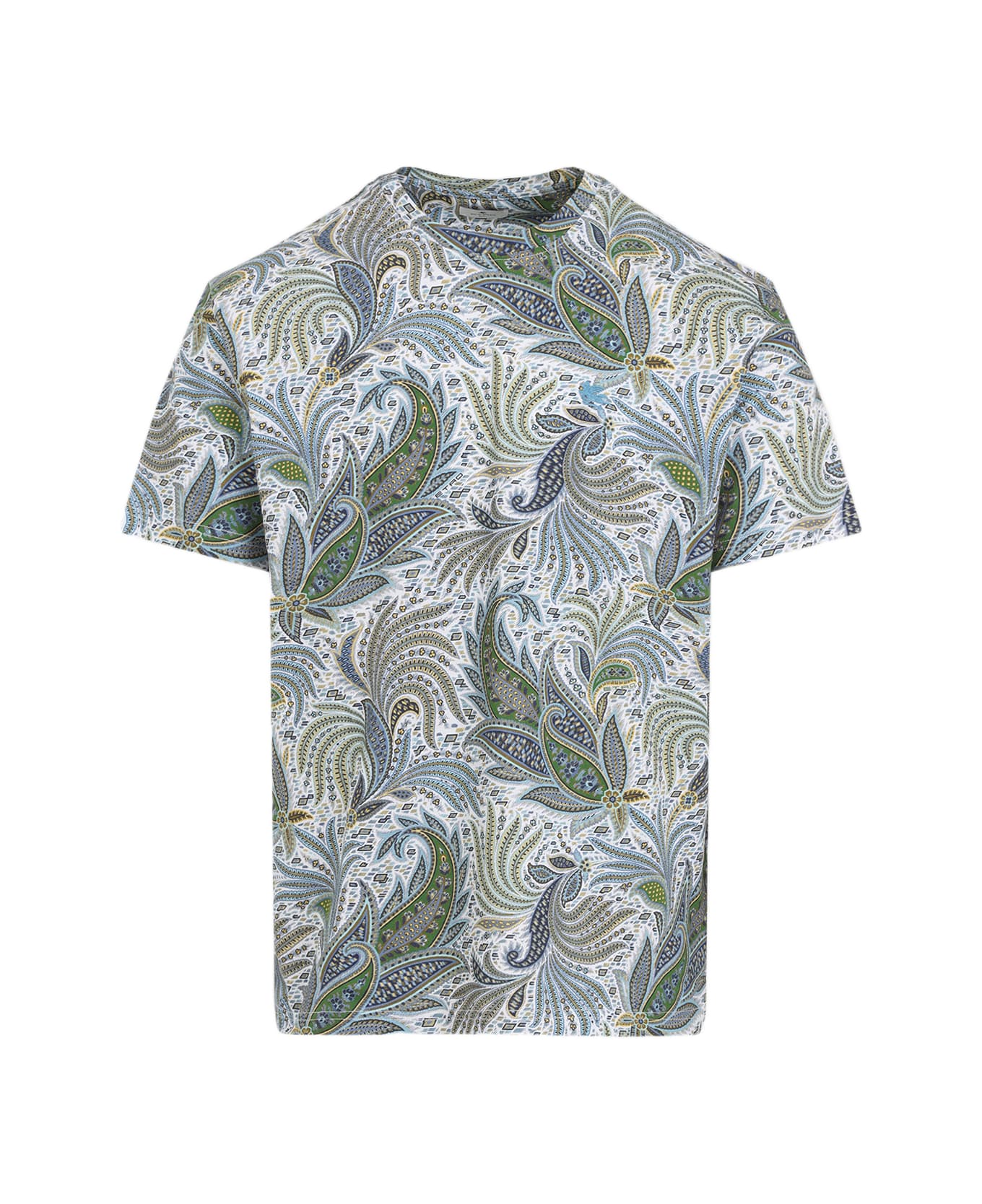 Etro Graphic Printed Crewneck T-shirt - Print On Blue Base