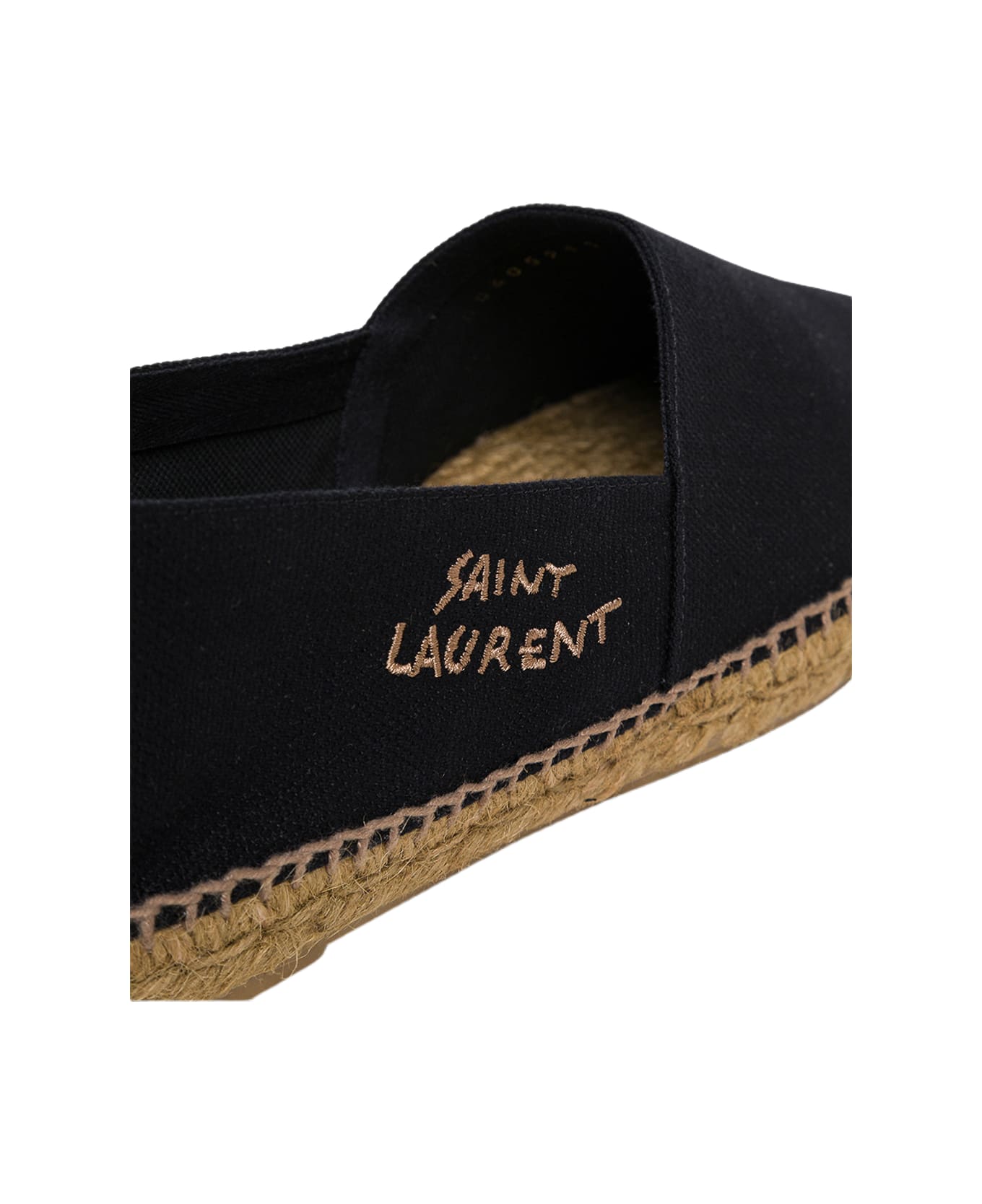 Saint Laurent Man's Canvas Espadrilles With Side Logo - Black