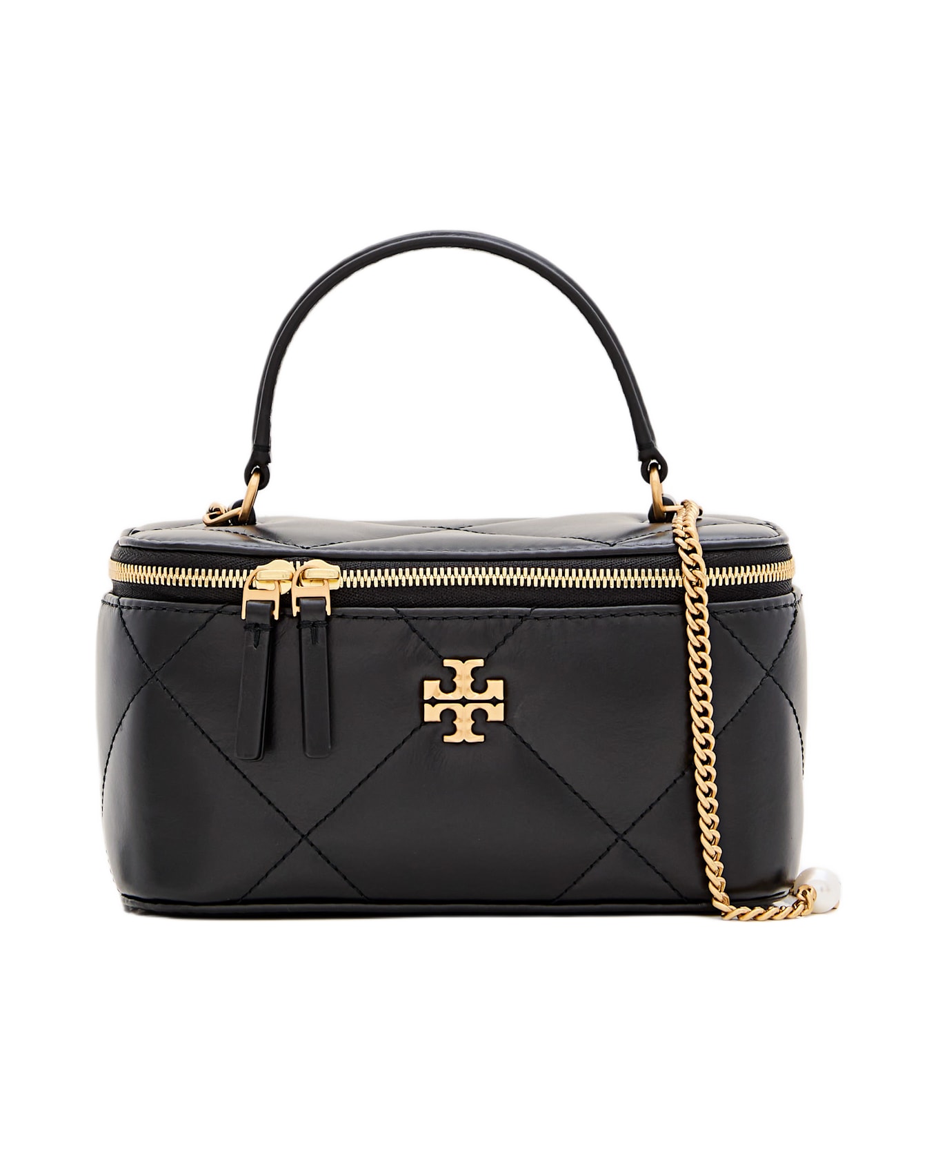 Tory Burch Kira Charm Diamond Quilt Vanity Case - Black