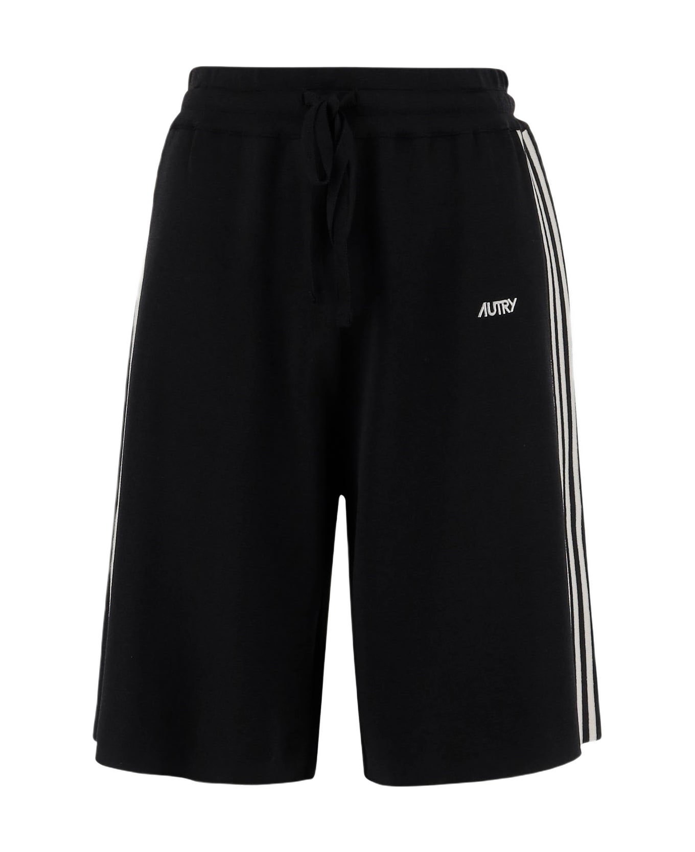 Autry Viscose Blend Logo Short Pants - Black
