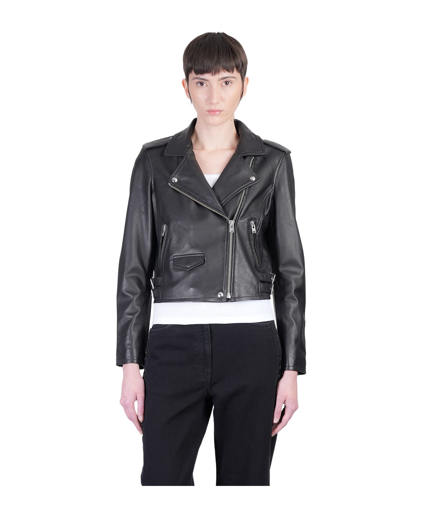 IRO Ashville Biker Jacket In Black Rayon - black