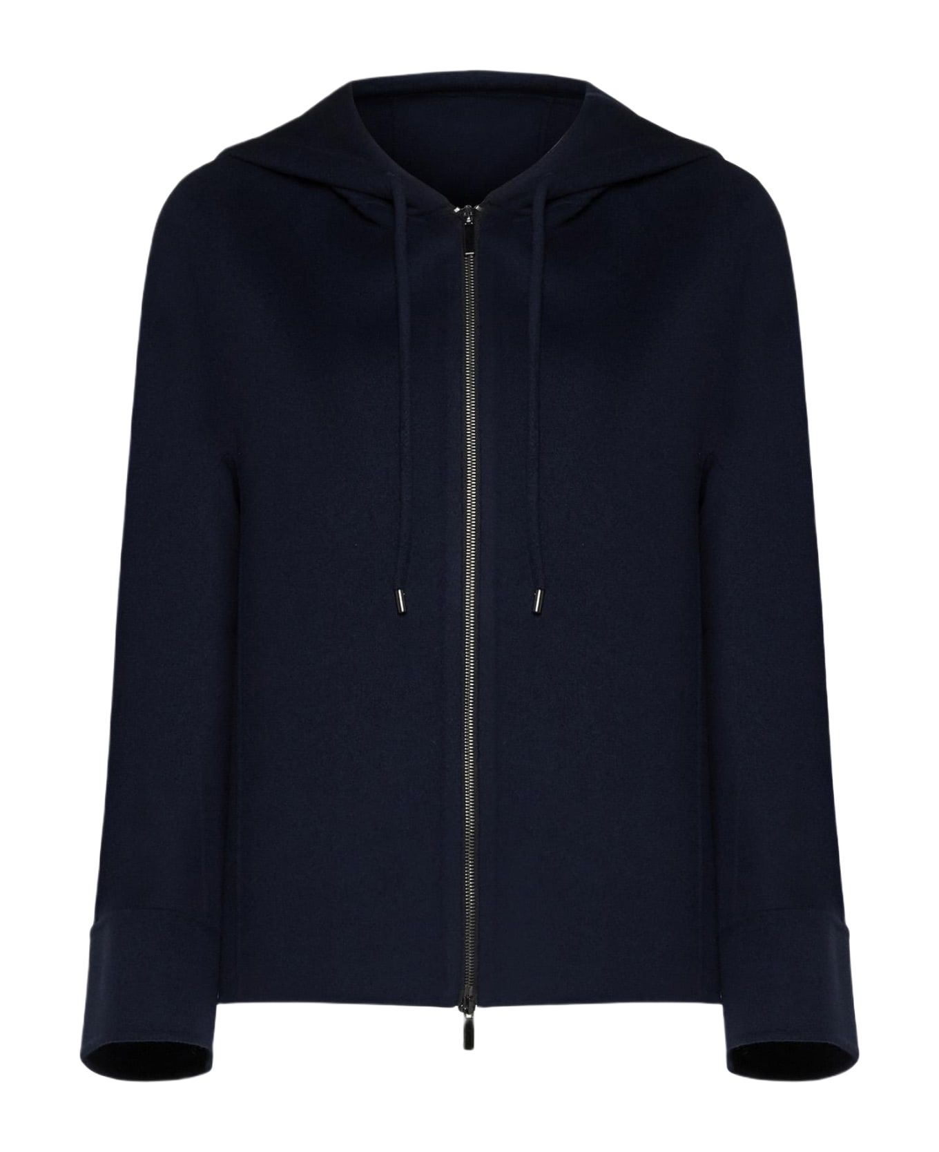 'S Max Mara Wind Hooded Wool Jacket - BLUE