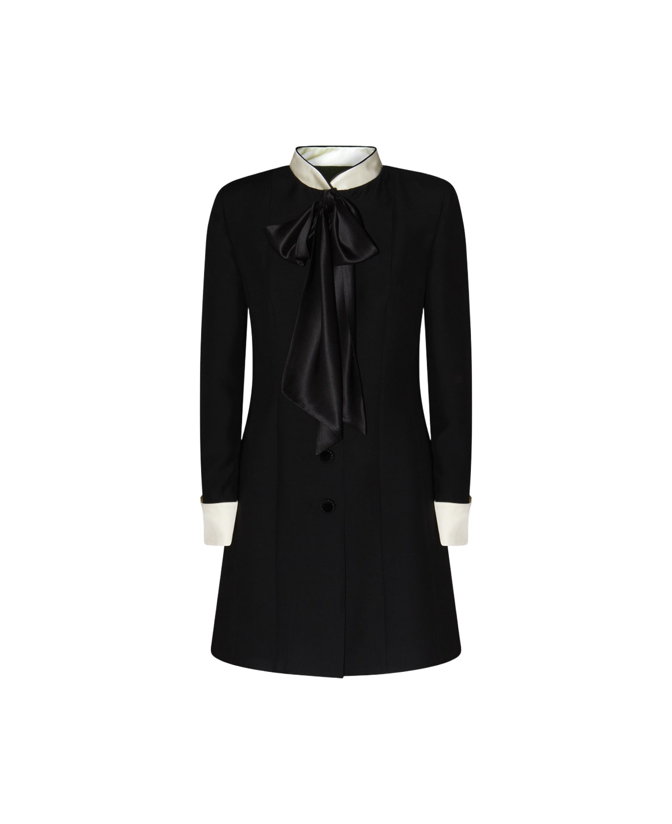 Valentino Black Wool Mini Dress - NERO/CHAMPAGNE