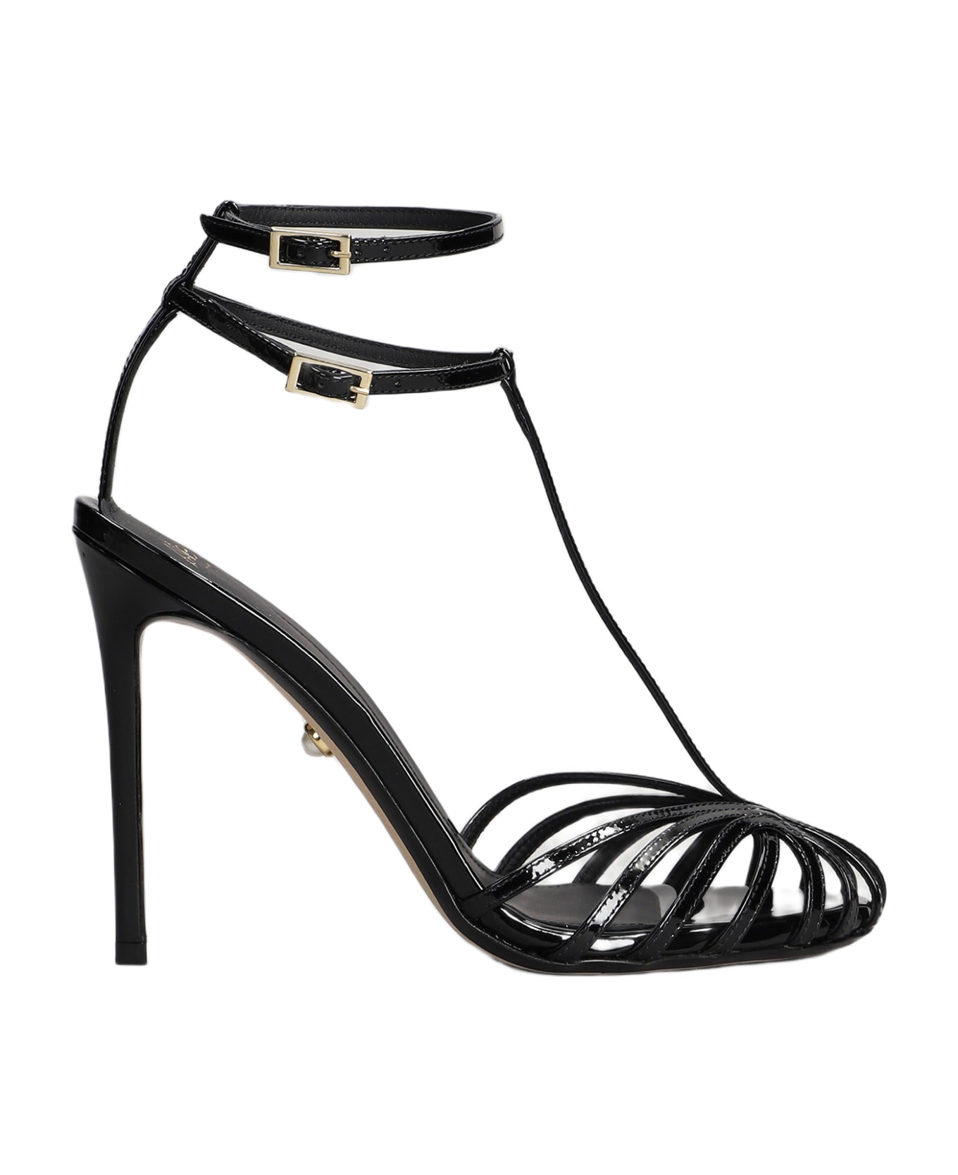 Alevì Stella 110 Sandals In Black Patent Leather - black