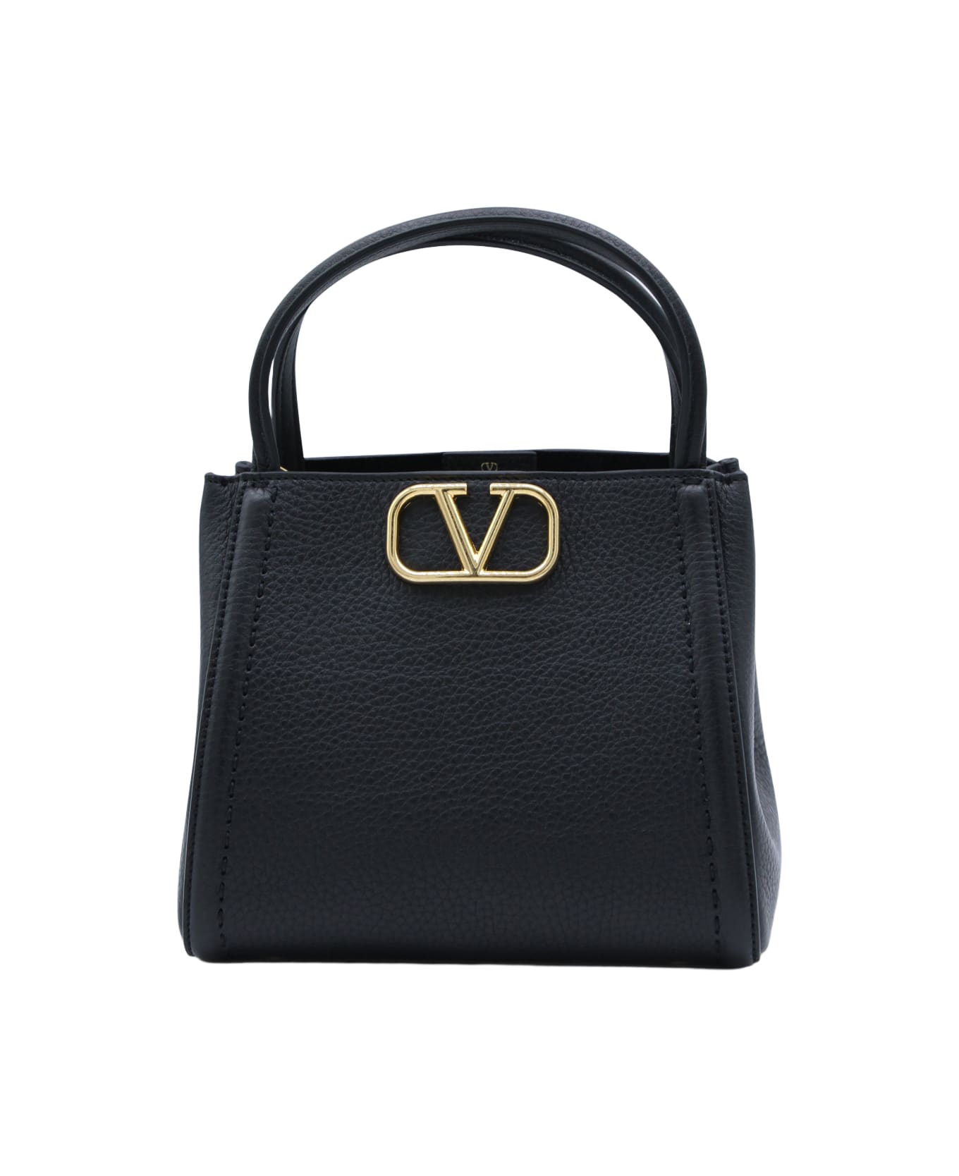 Valentino Garavani Black Leather Alltime Tote - Black