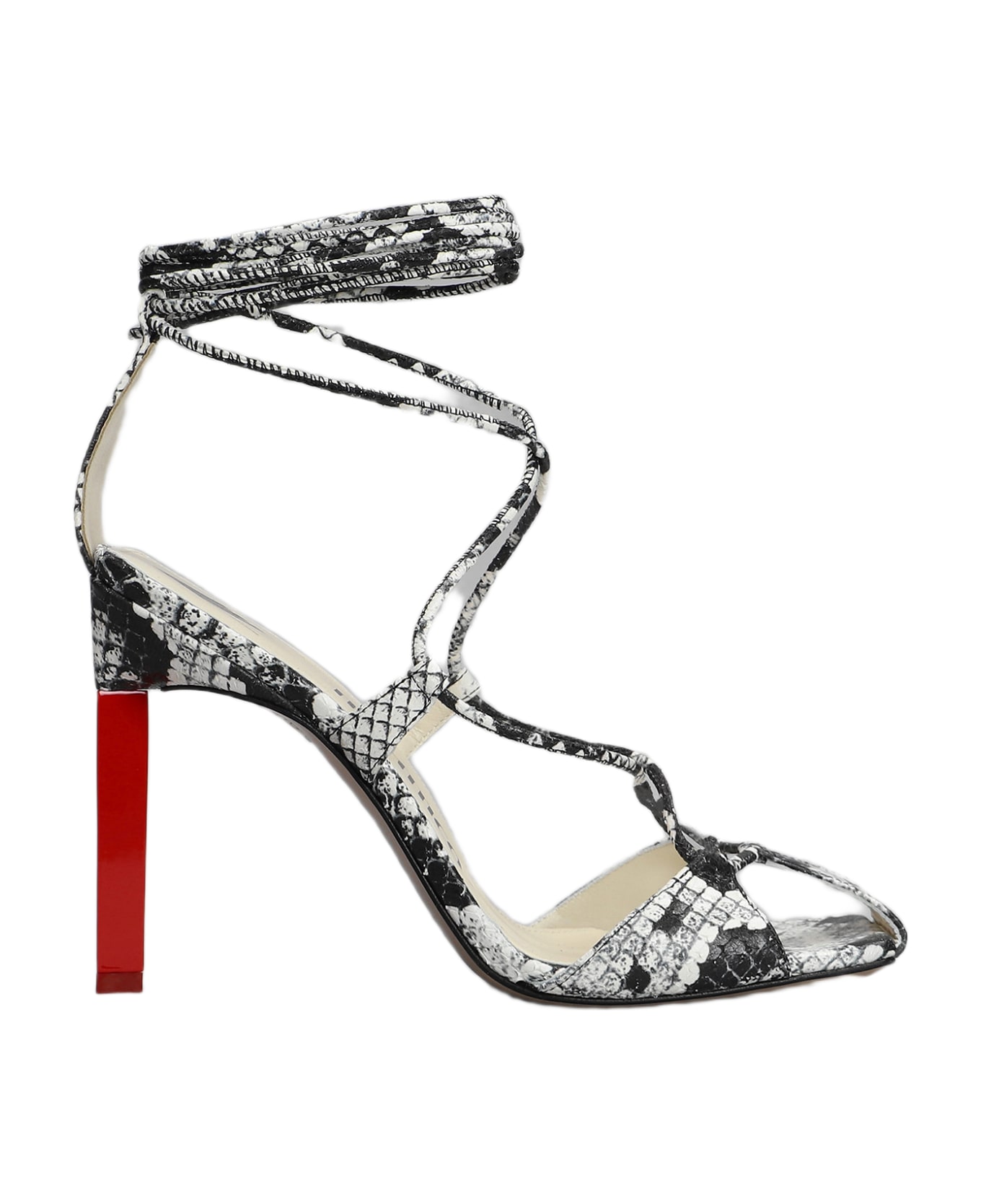 The Attico Black And White Python Leather Adele Sandals - Piton ハイヒール