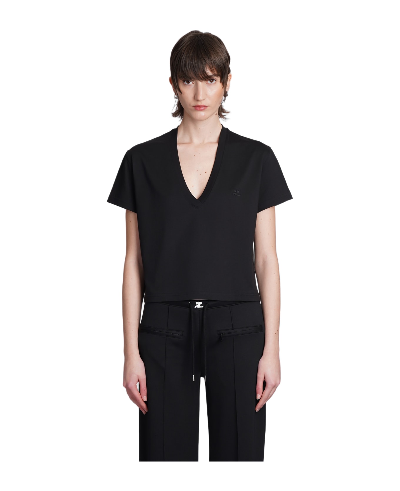 Courrèges T-shirt In Black Cotton - Black Tシャツ