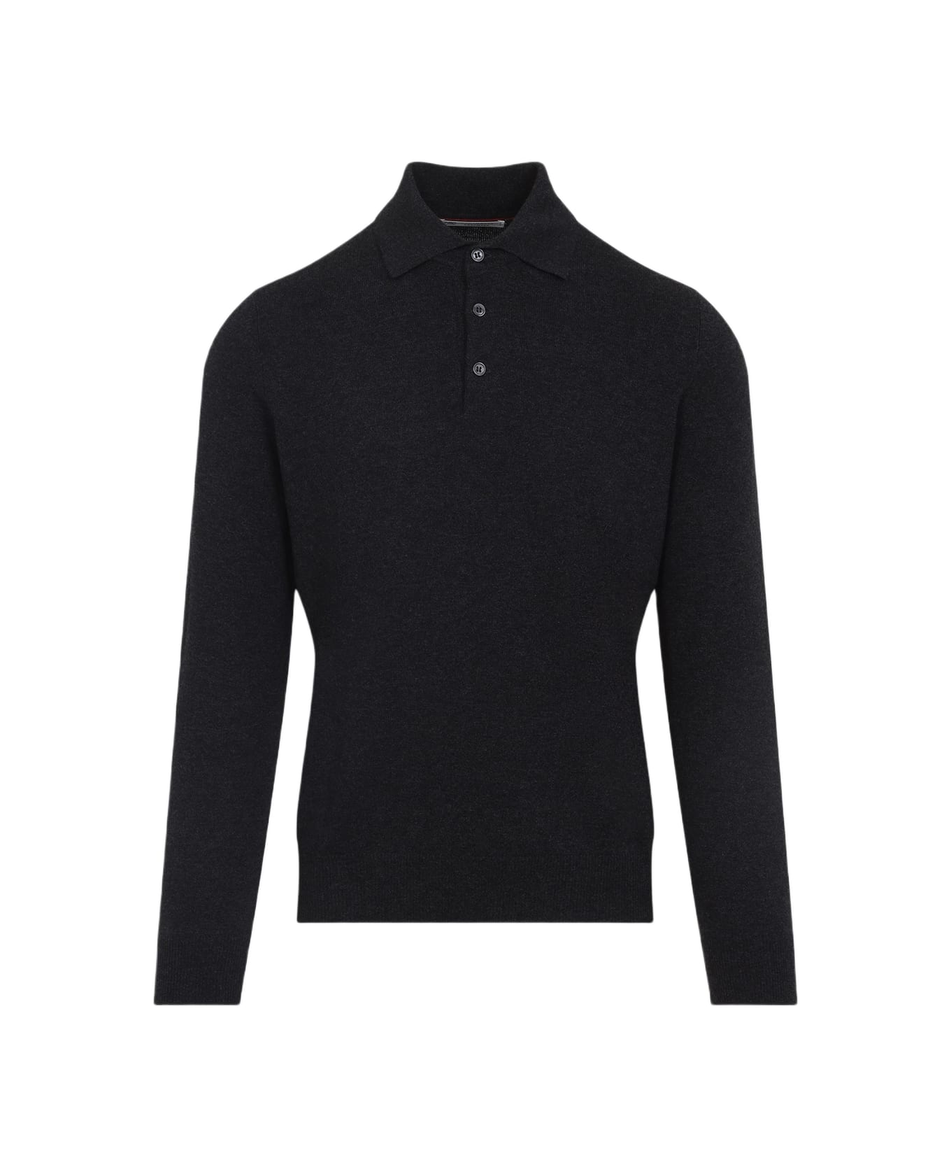 Brunello Cucinelli Cashmere Ls Polo - Carbone